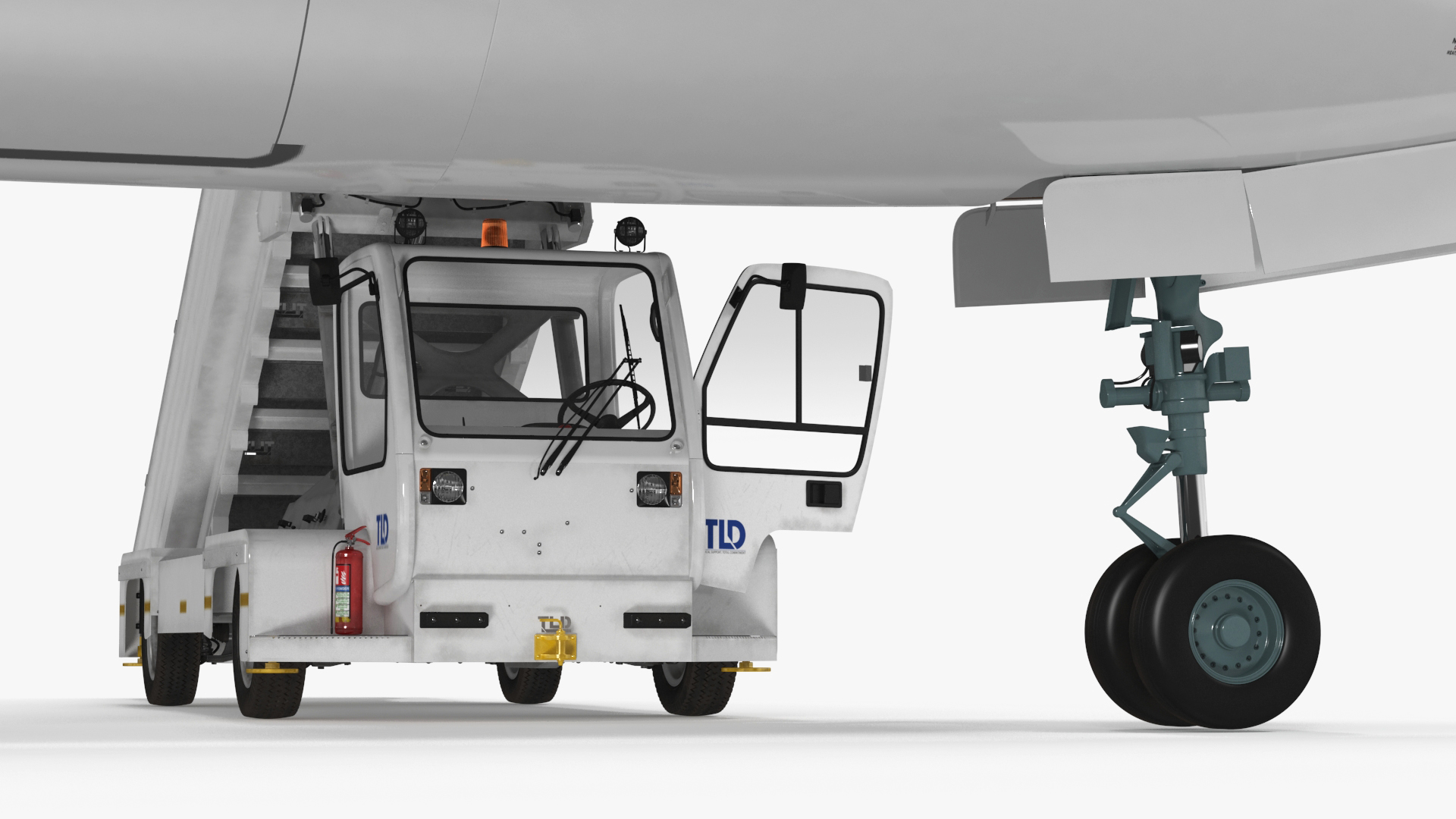 Airbus A220 with Passenger Boarding Stairs Car Rigged for Cinema 4D 3D