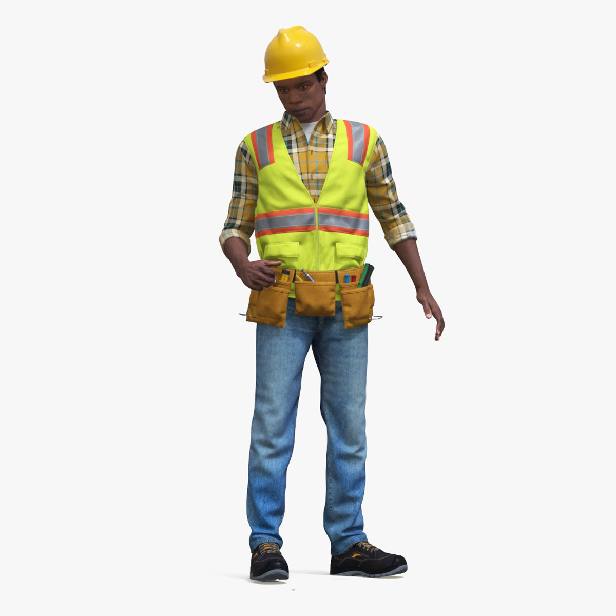 3D model Construction Worker Fur Rigged