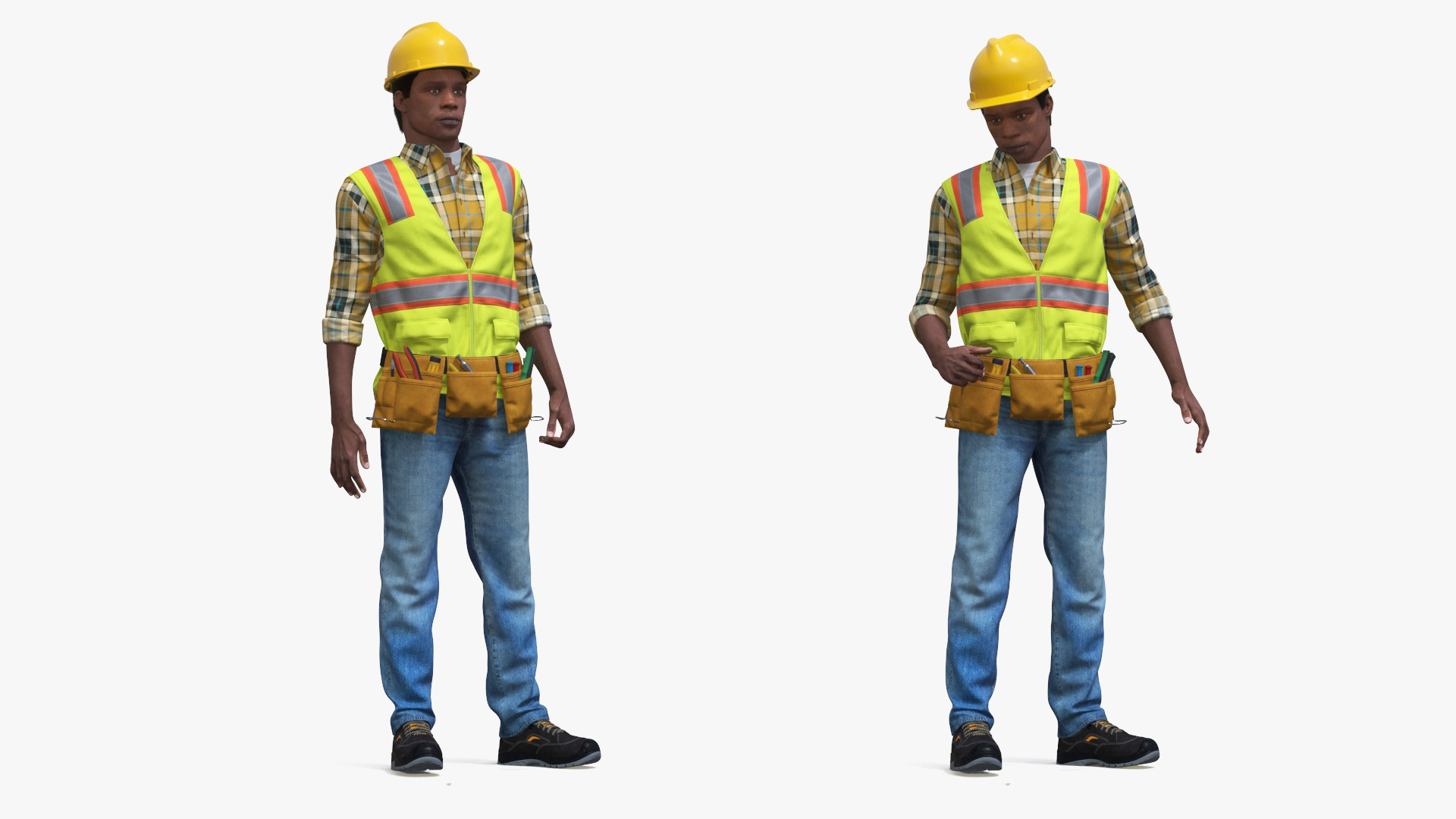 3D model Construction Worker Fur Rigged