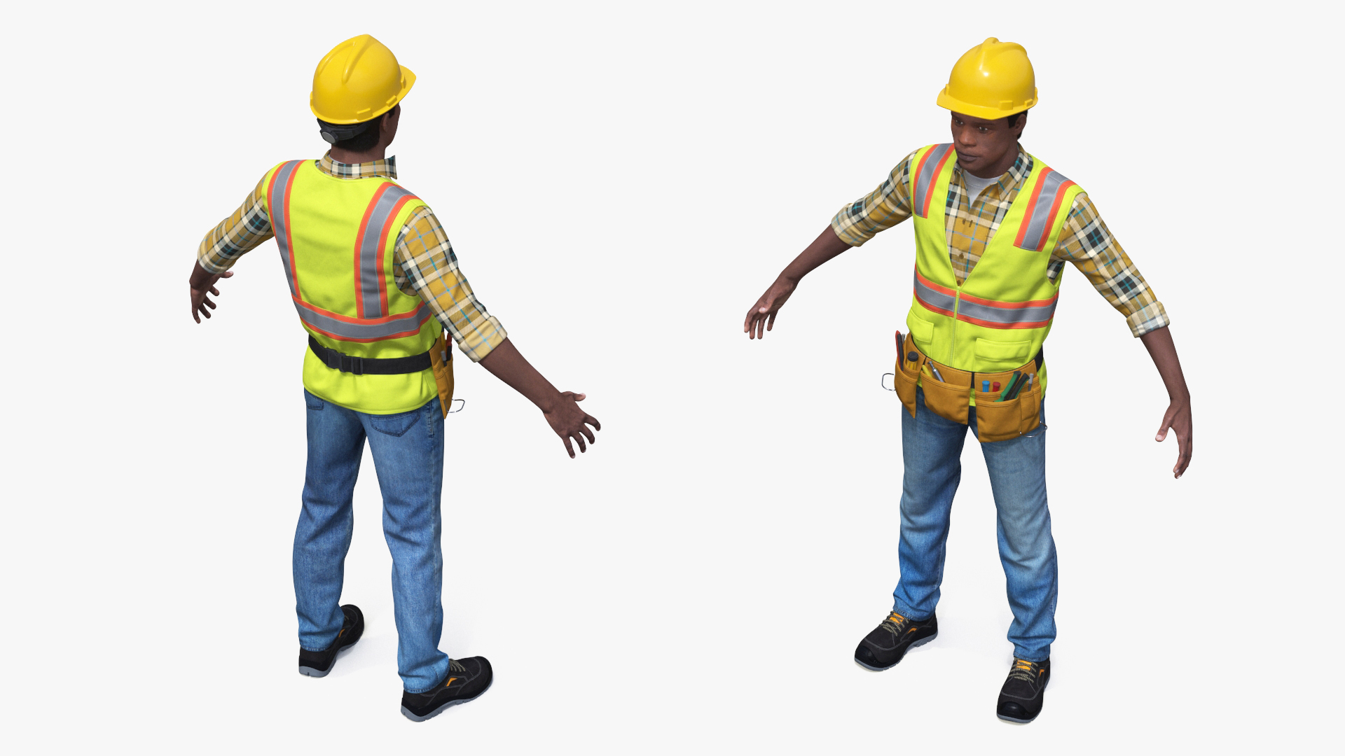 3D model Construction Worker Fur Rigged