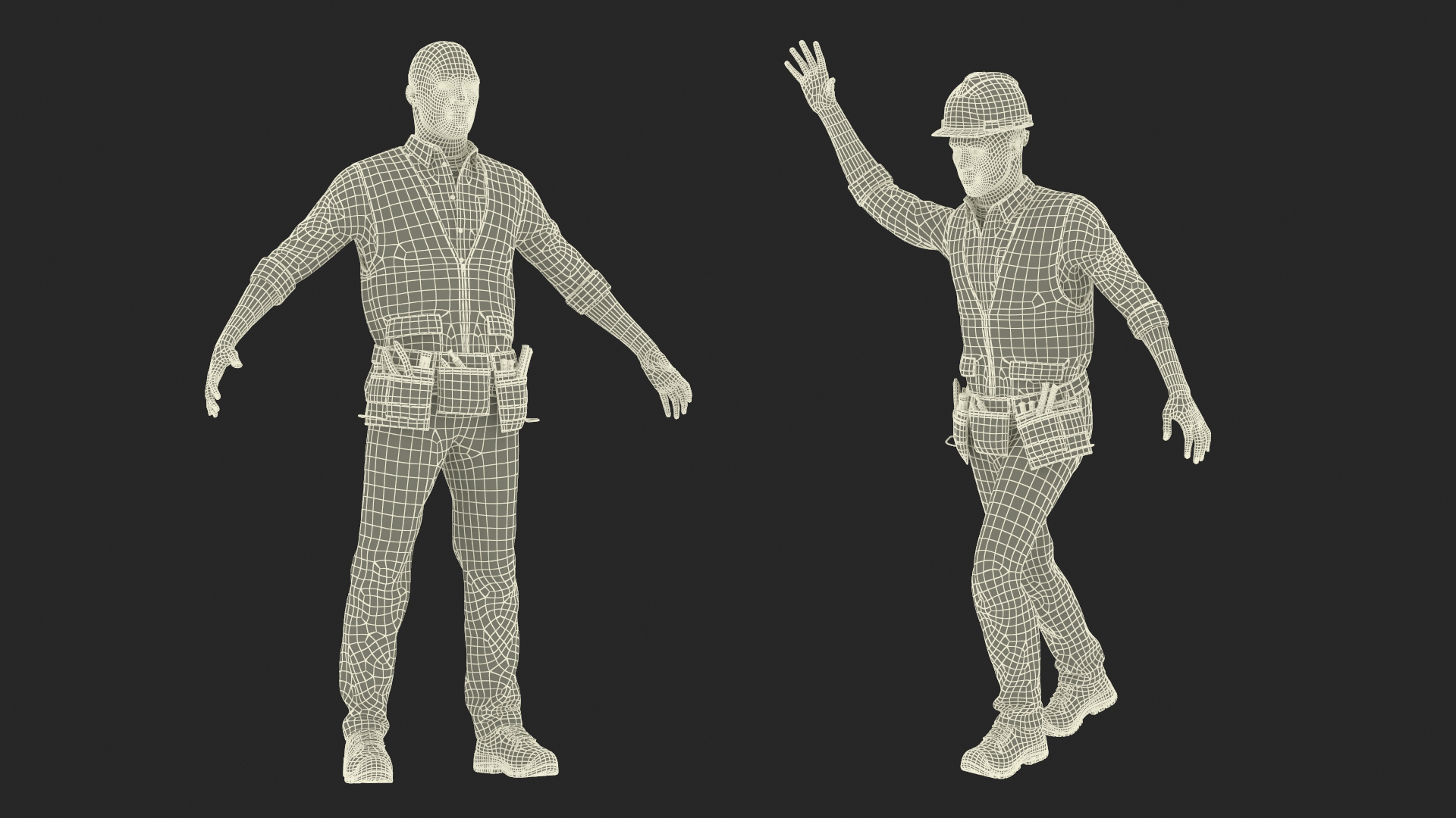 3D model Construction Worker Fur Rigged