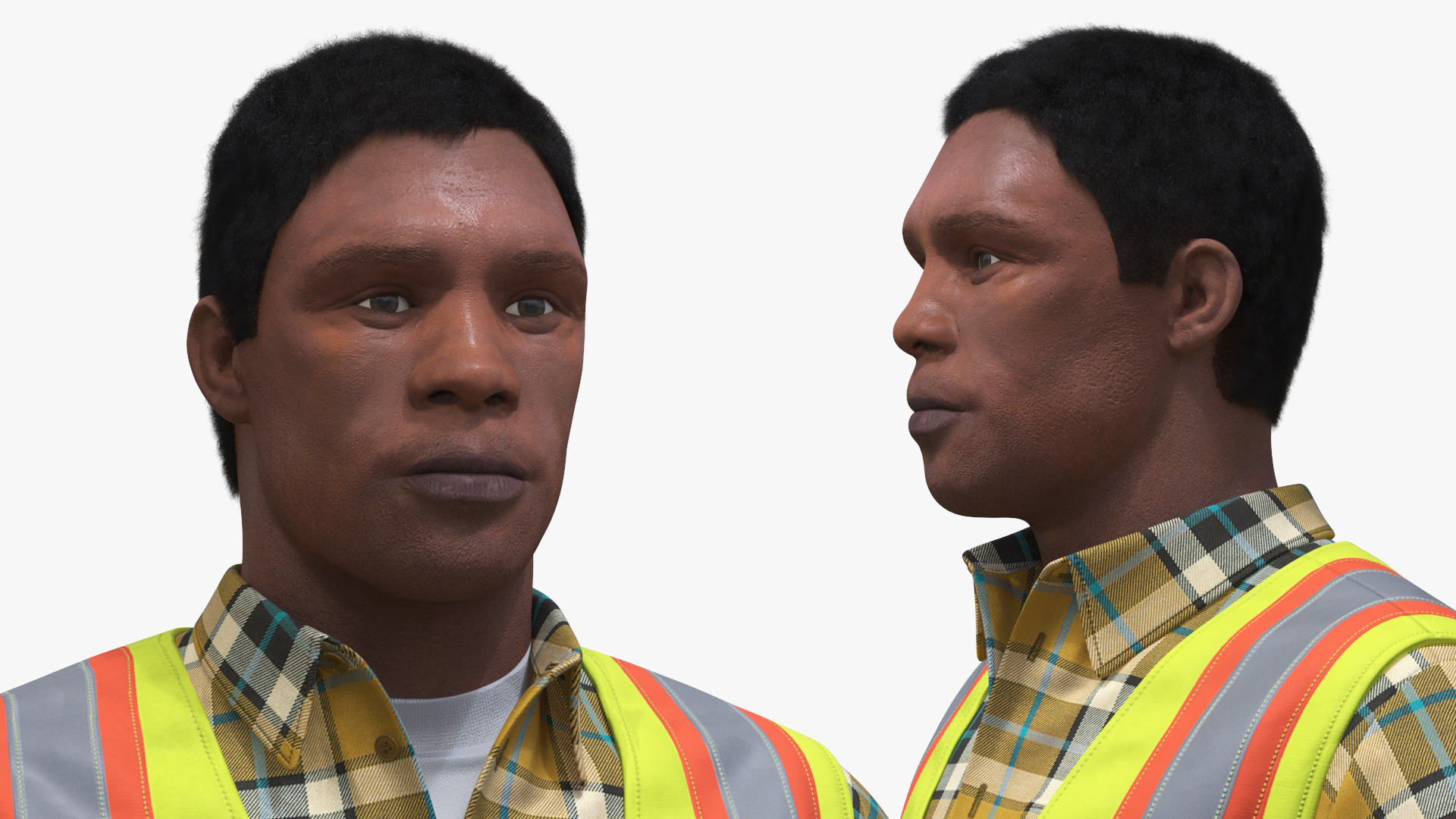 3D model Construction Worker Fur Rigged
