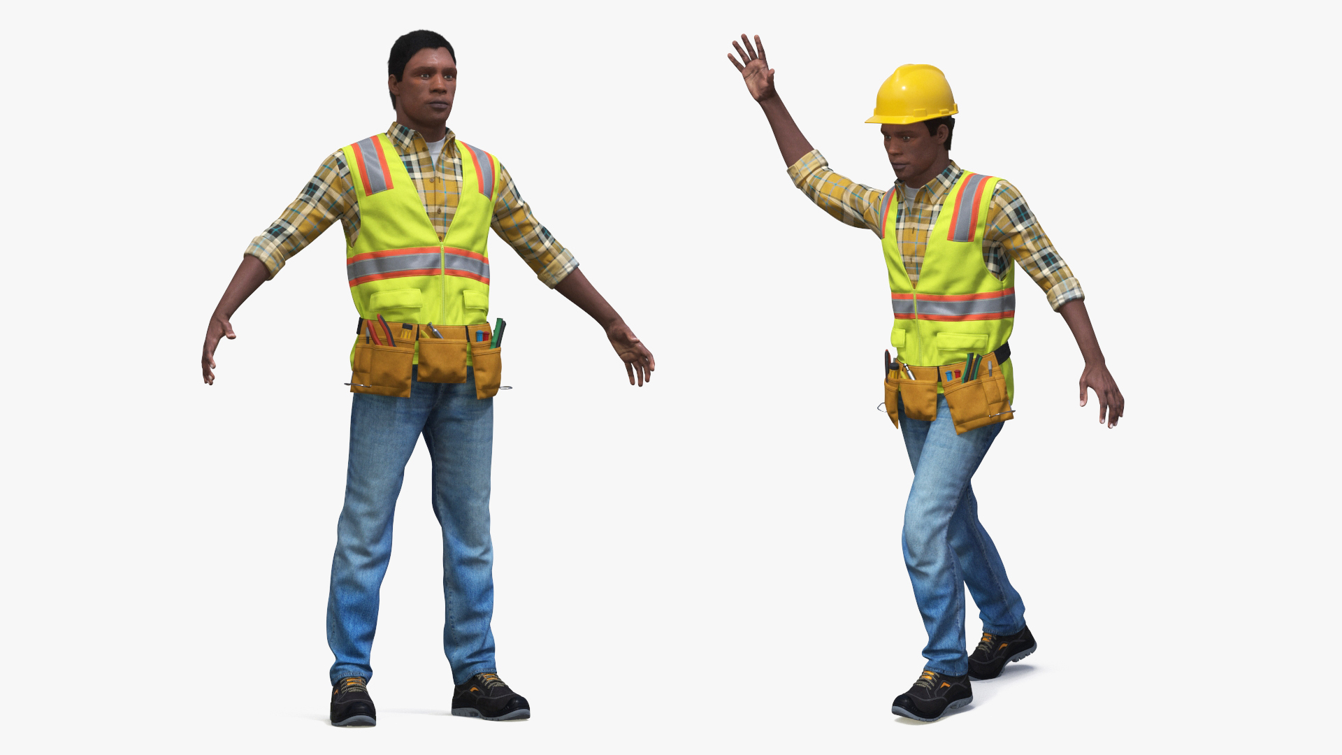3D model Construction Worker Fur Rigged