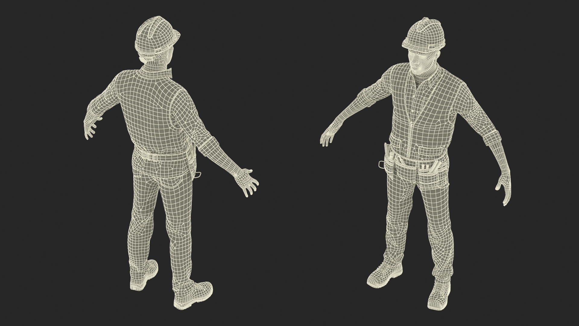 3D model Construction Worker Fur Rigged