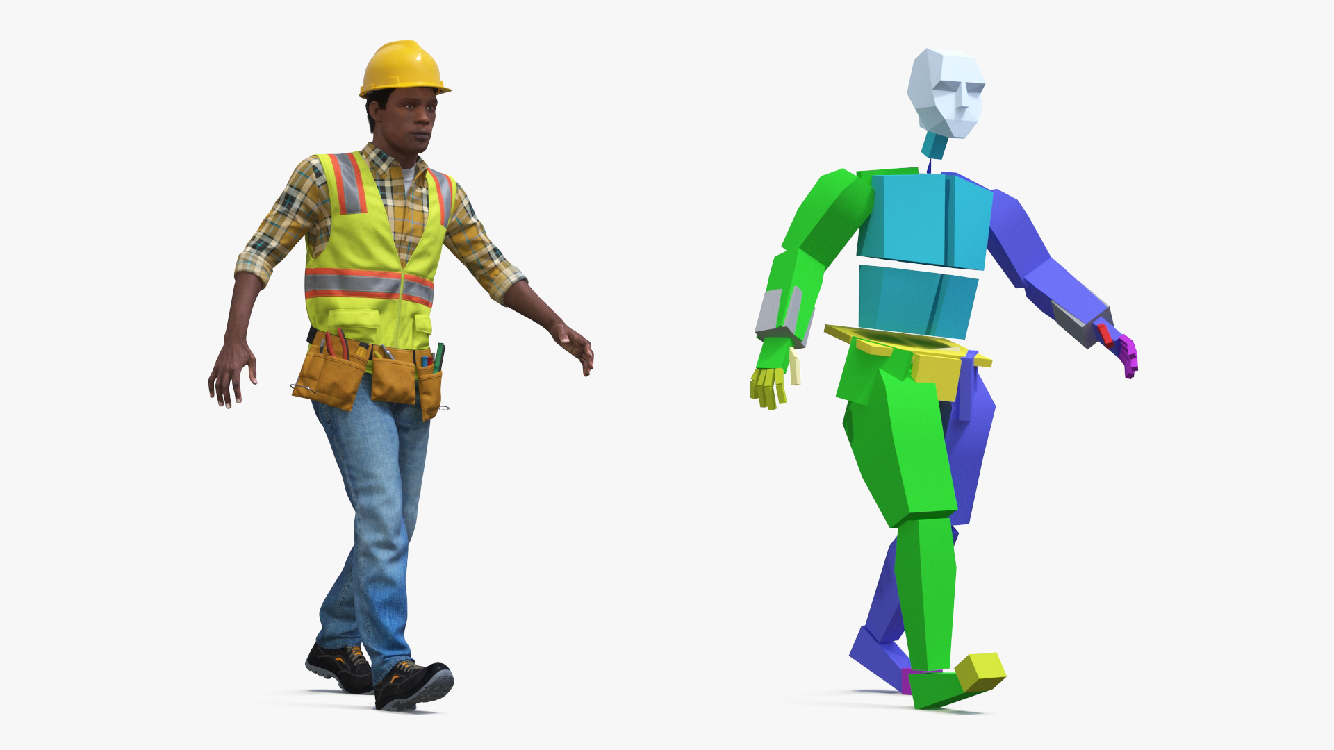 3D model Construction Worker Fur Rigged