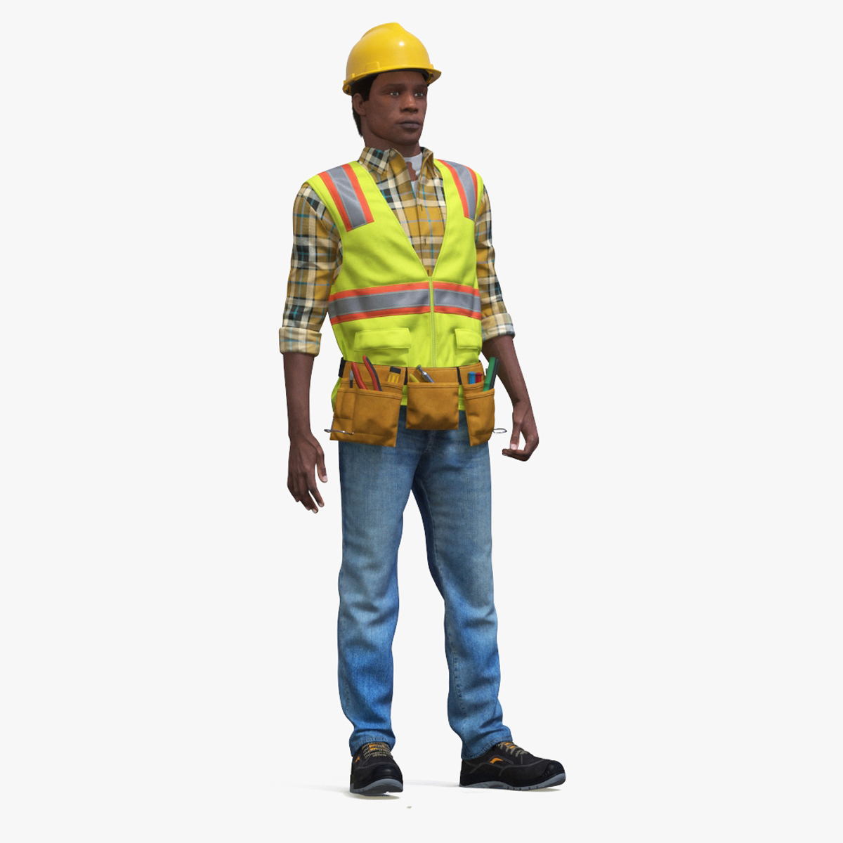 3D model Construction Worker Fur Rigged