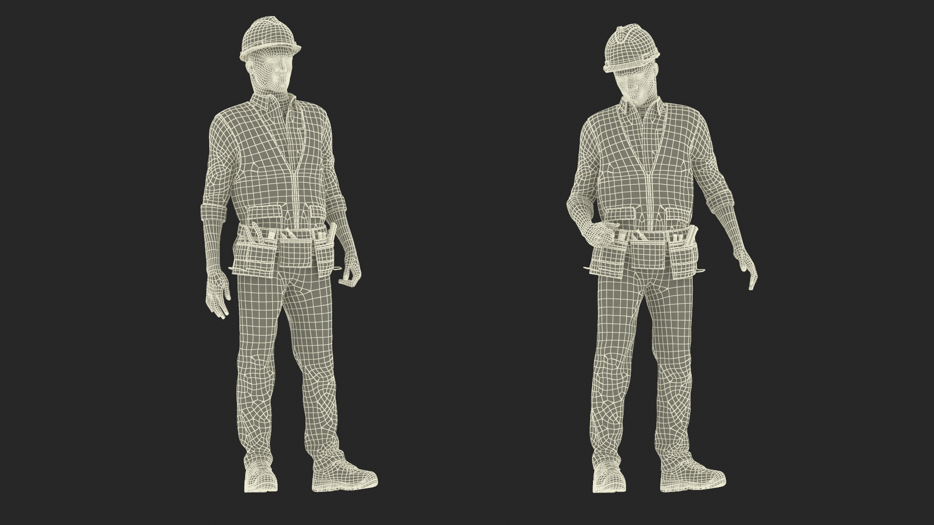 3D model Construction Worker Fur Rigged