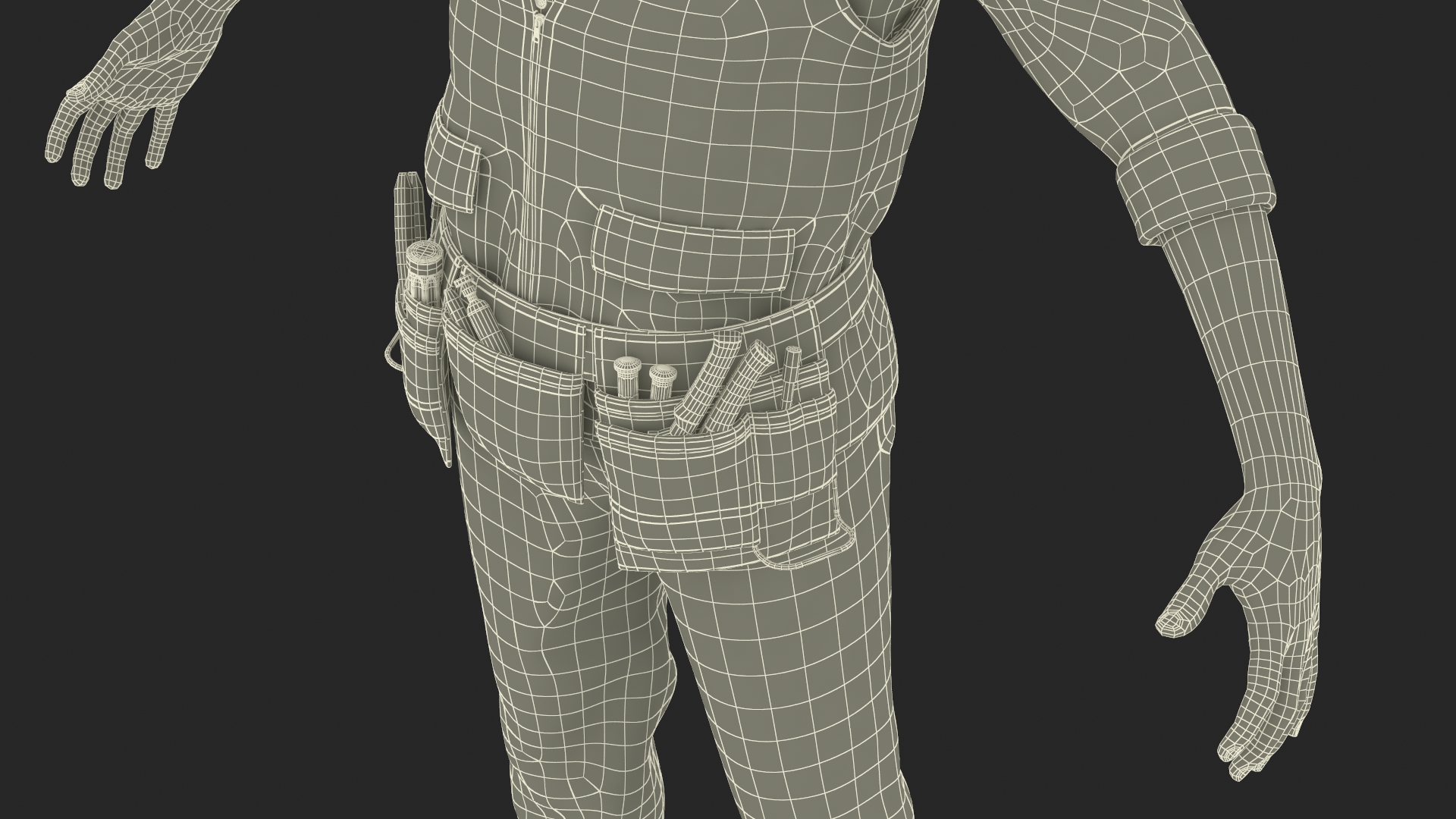 3D model Construction Worker Fur Rigged