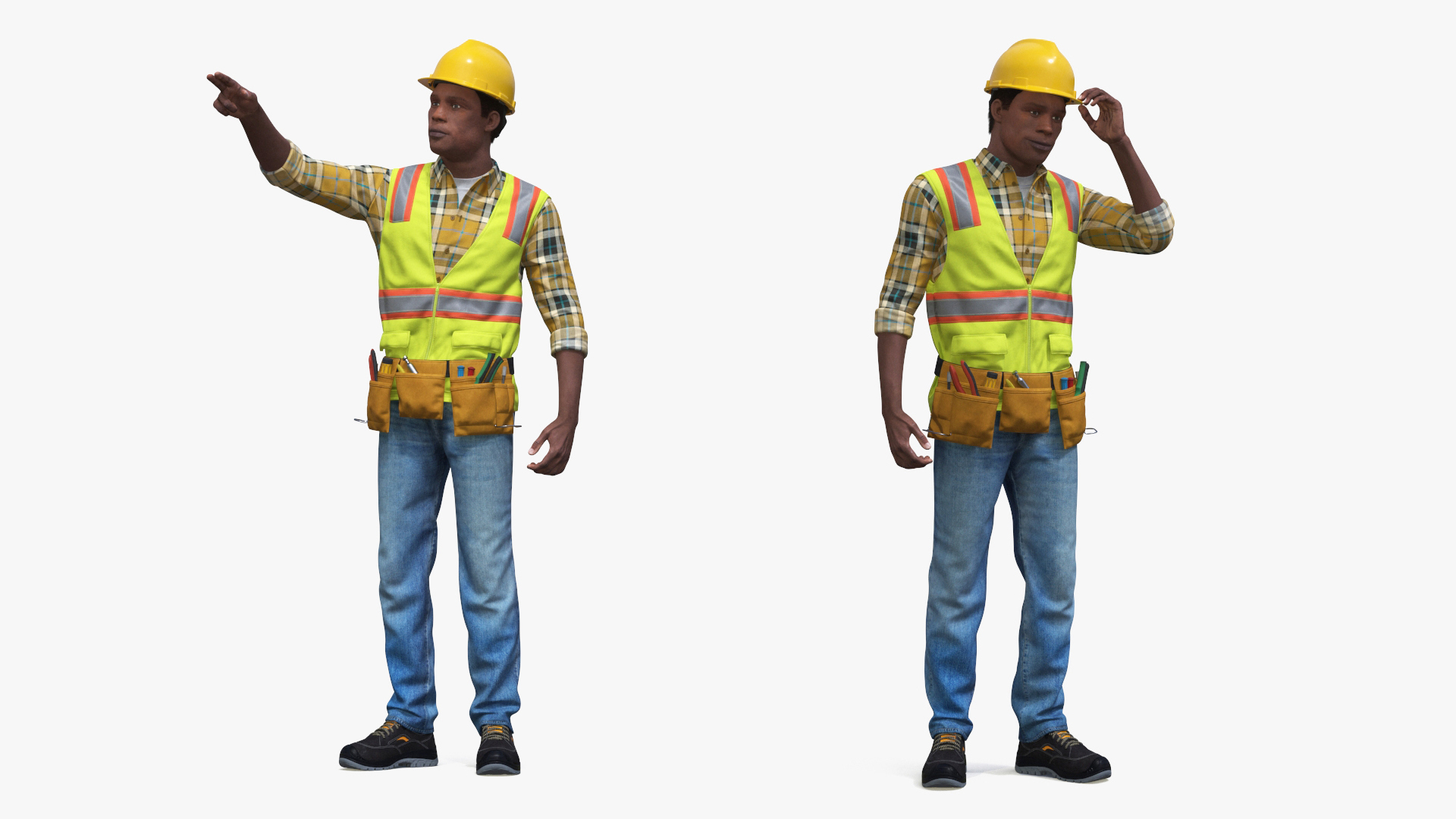 3D model Construction Worker Fur Rigged