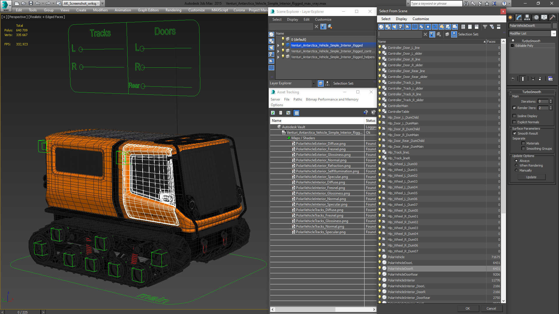 3D Venturi Antarctica Vehicle Simple Interior Rigged for Cinema 4D model