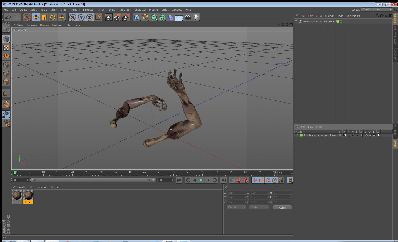 3D Zombie Arms Attack Pose model