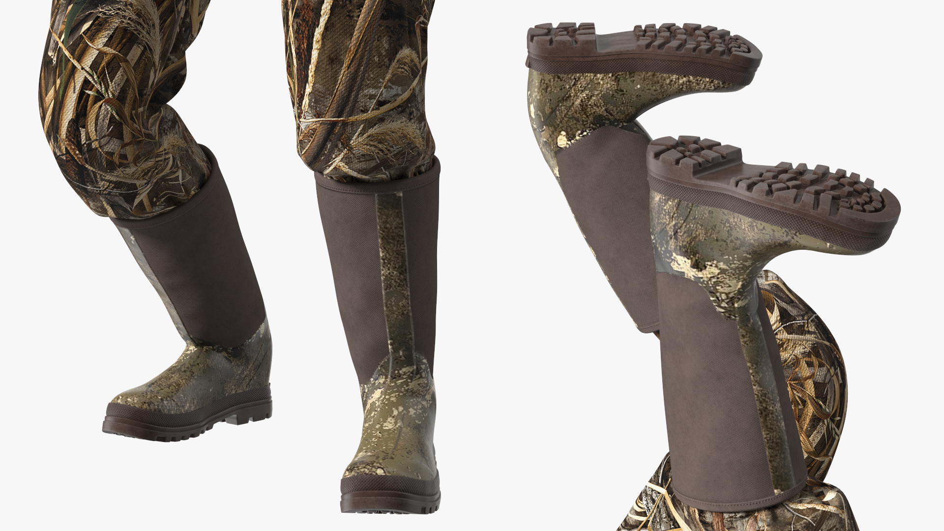 Creeping Hunter Man in Grass Camo Fur 3D