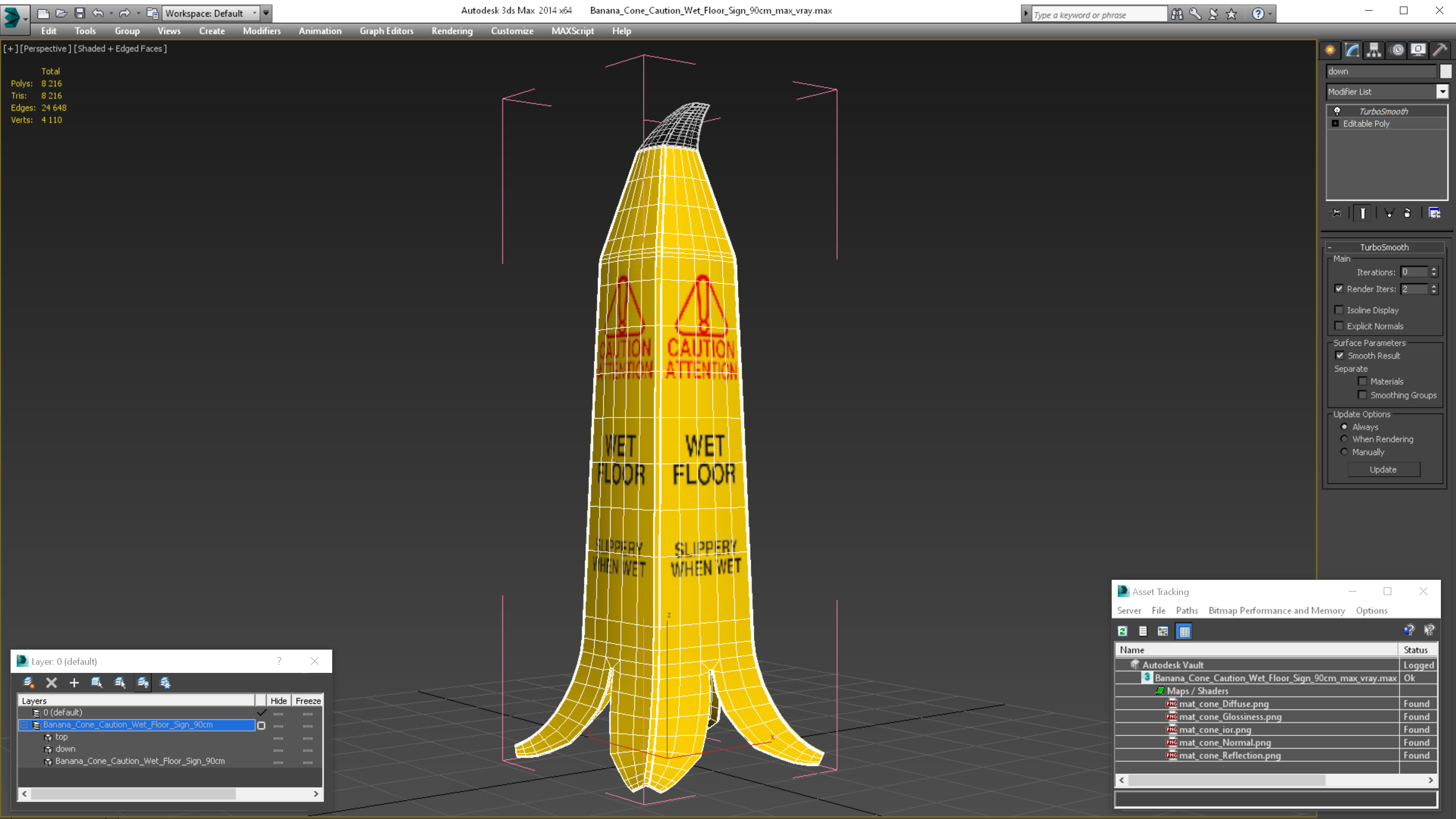 Banana Cone Caution Wet Floor Sign 90cm 3D model