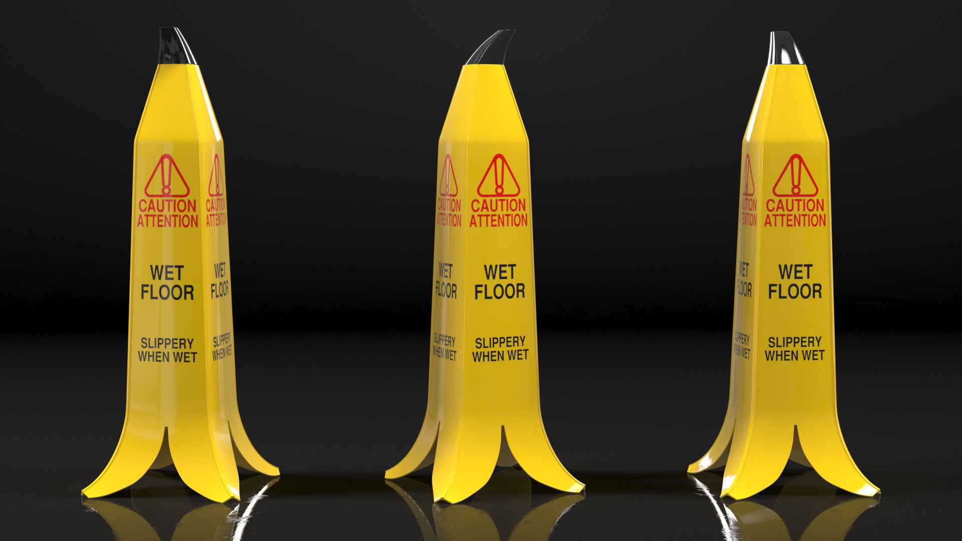 Banana Cone Caution Wet Floor Sign 90cm 3D model