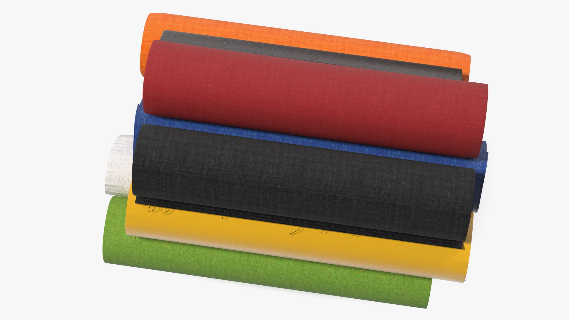 3D model Pile of Differently Colored Fabric Rolls