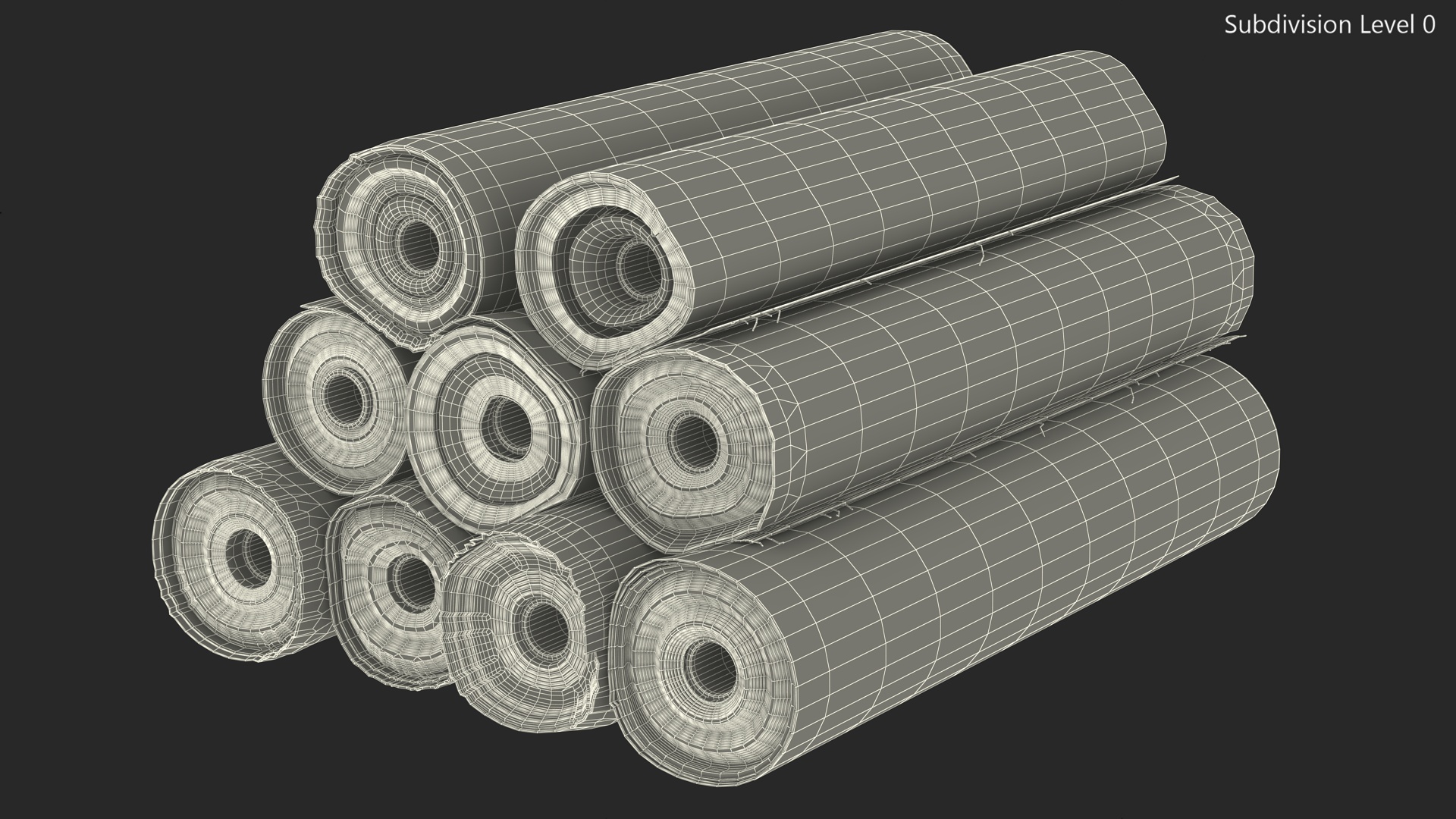3D model Pile of Differently Colored Fabric Rolls
