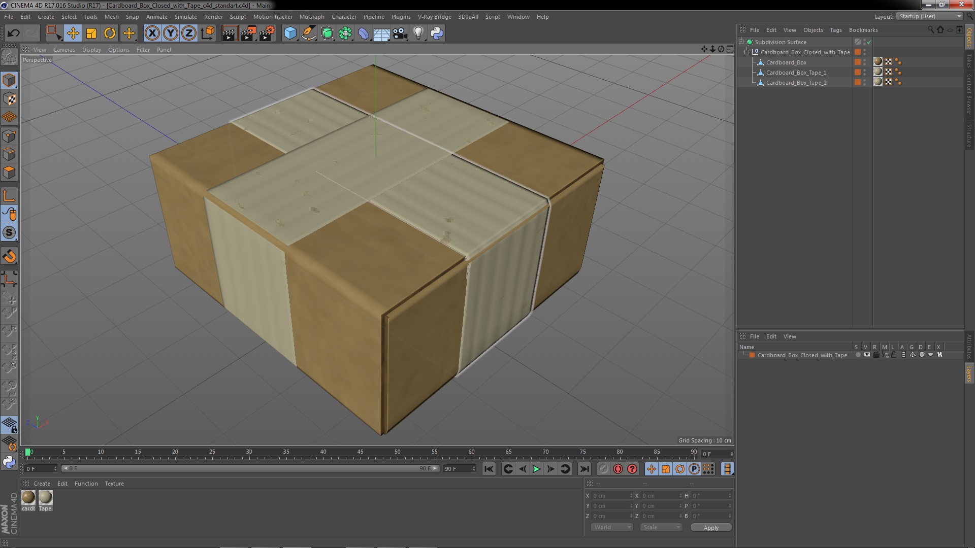 3D model Cardboard Box Closed with Tape