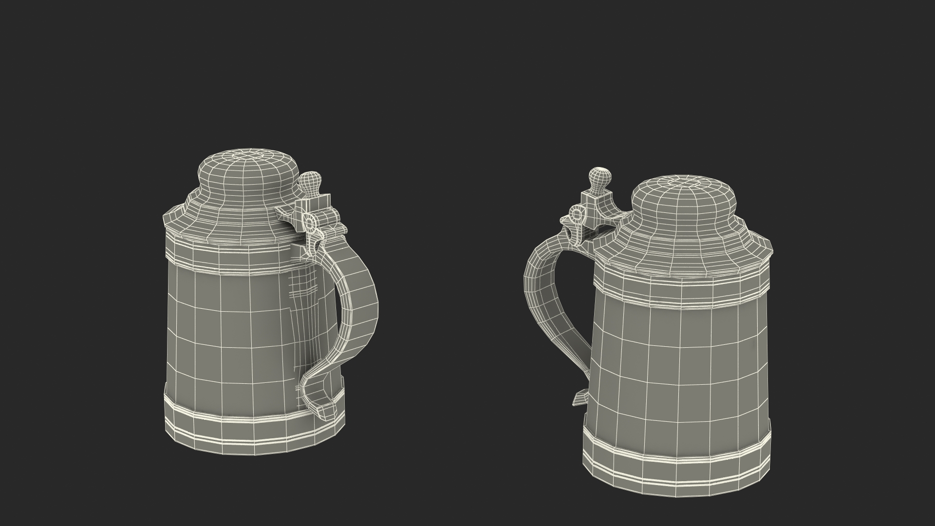 Vintage Wooden Beer Mug with Closed Cap 3D model