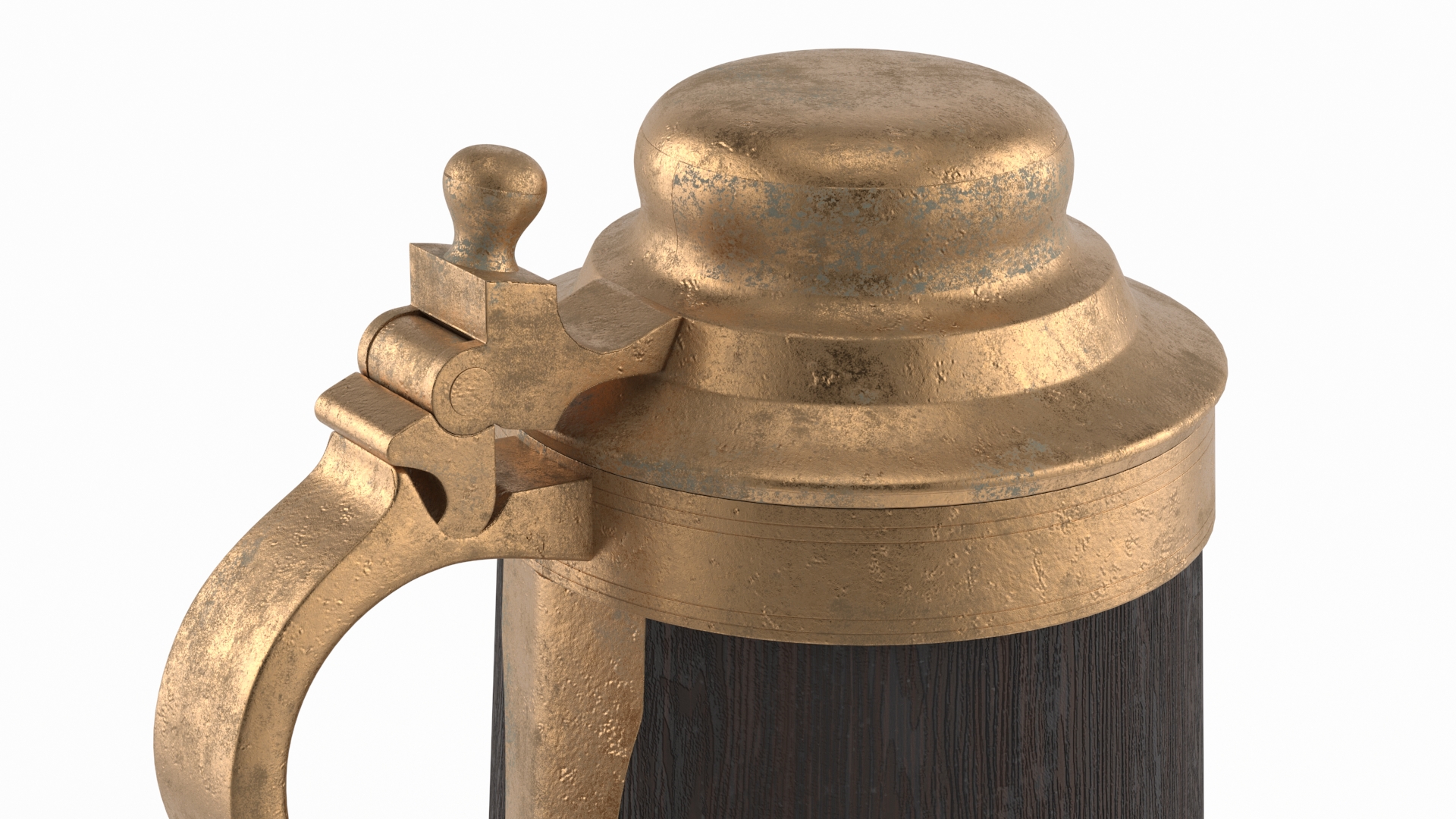 Vintage Wooden Beer Mug with Closed Cap 3D model