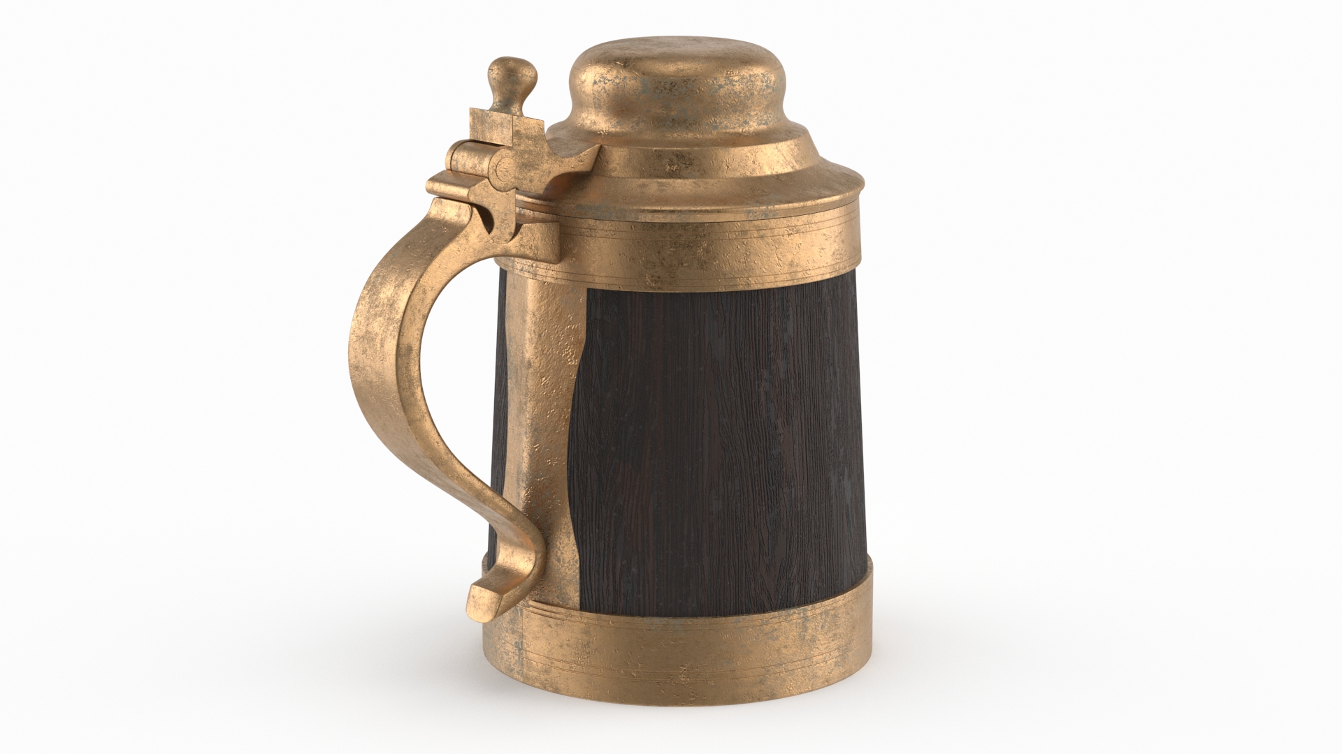 Vintage Wooden Beer Mug with Closed Cap 3D model