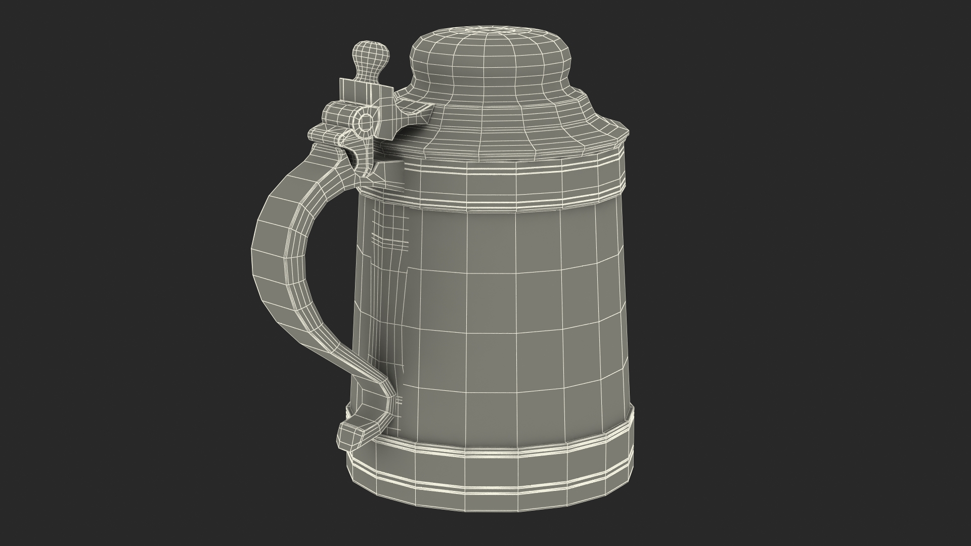 Vintage Wooden Beer Mug with Closed Cap 3D model