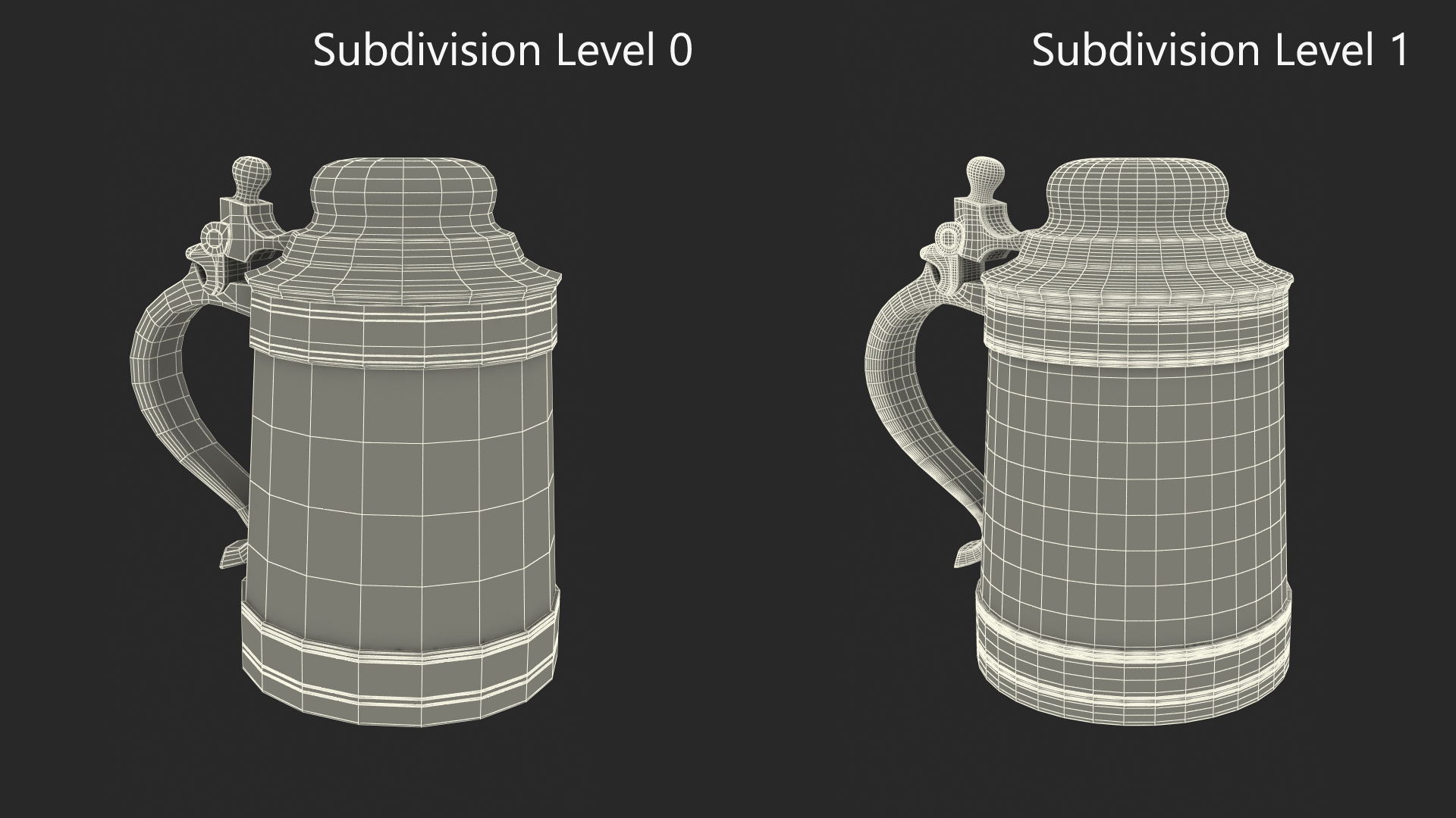 Vintage Wooden Beer Mug with Closed Cap 3D model