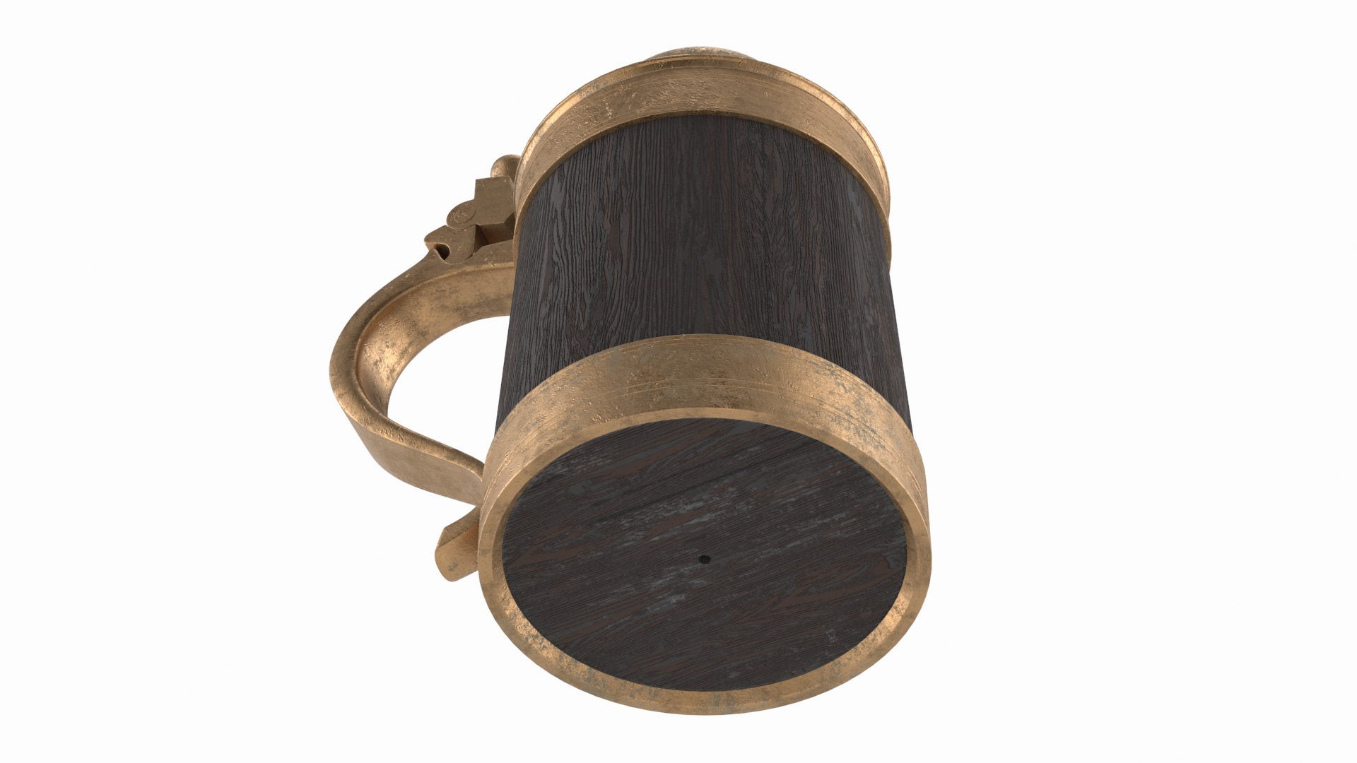Vintage Wooden Beer Mug with Closed Cap 3D model
