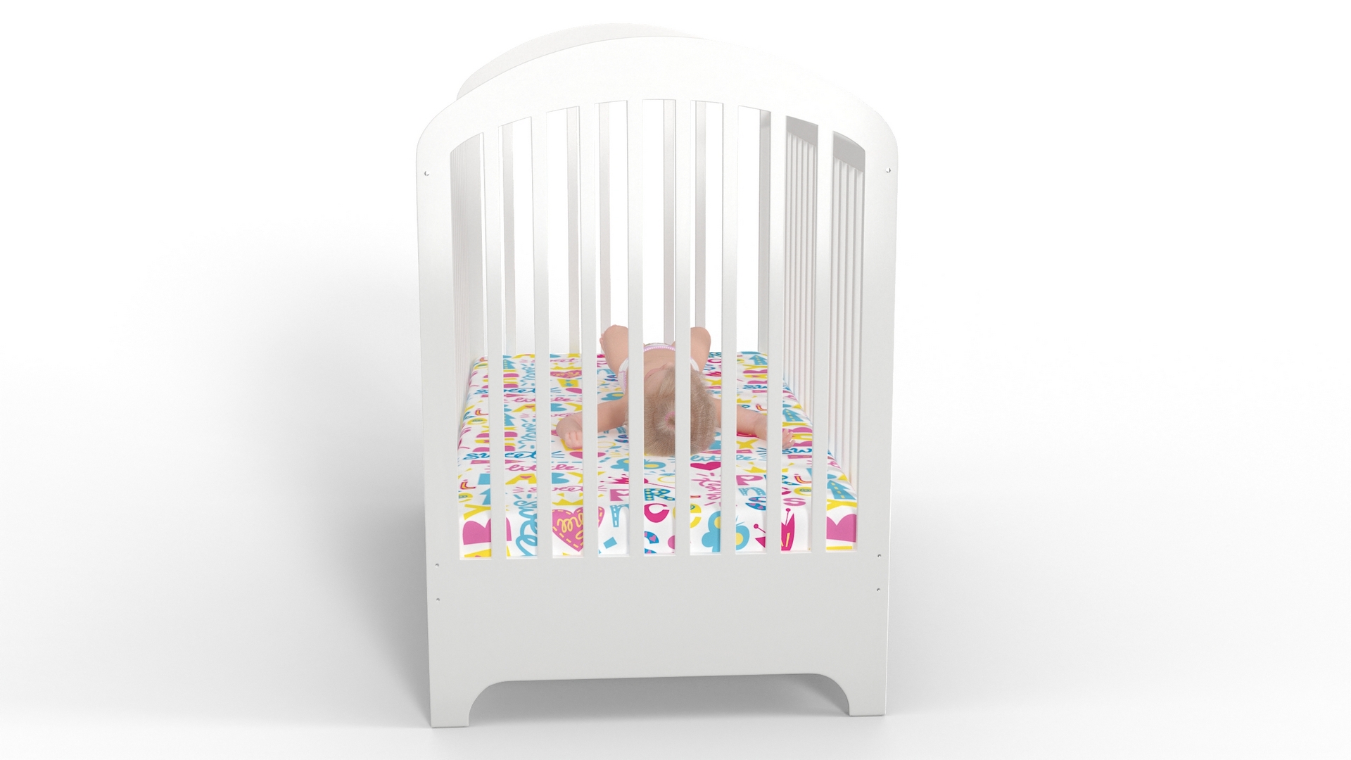 3D Baby Girl in Bed Sleeping Fur Rigged