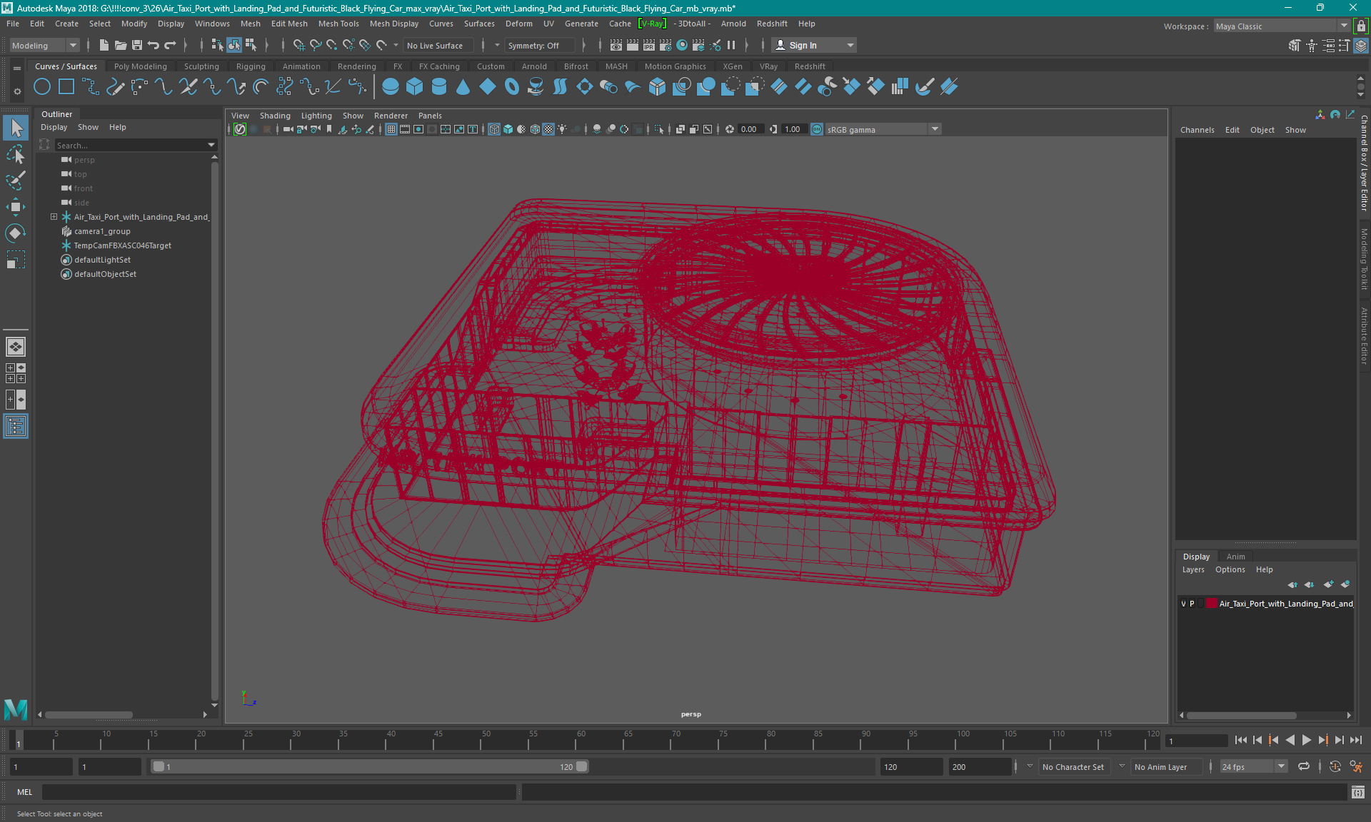 Air Taxi Port with Landing Pad and Futuristic Black Flying Car 3D