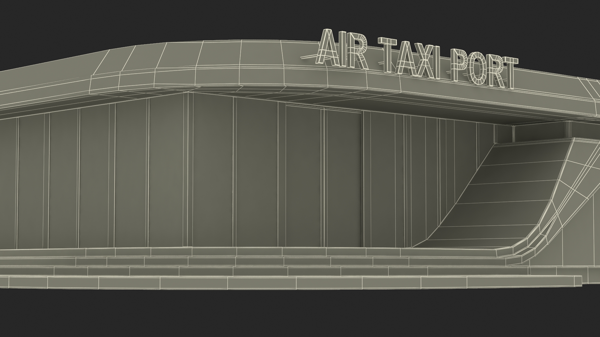 Air Taxi Port with Landing Pad and Futuristic Black Flying Car 3D