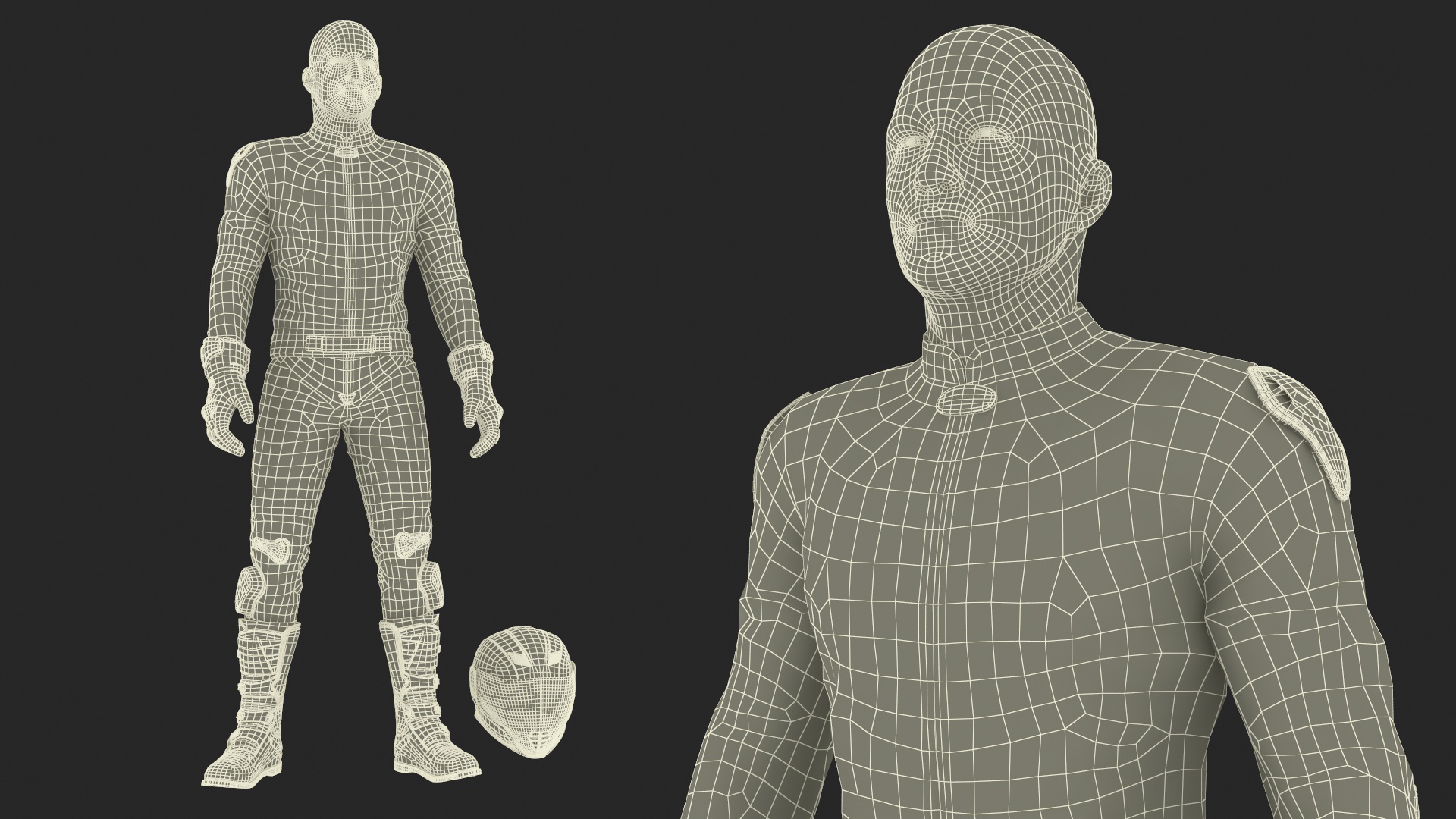3D Motorcycle Rider in Protective Riding Gear Standing
