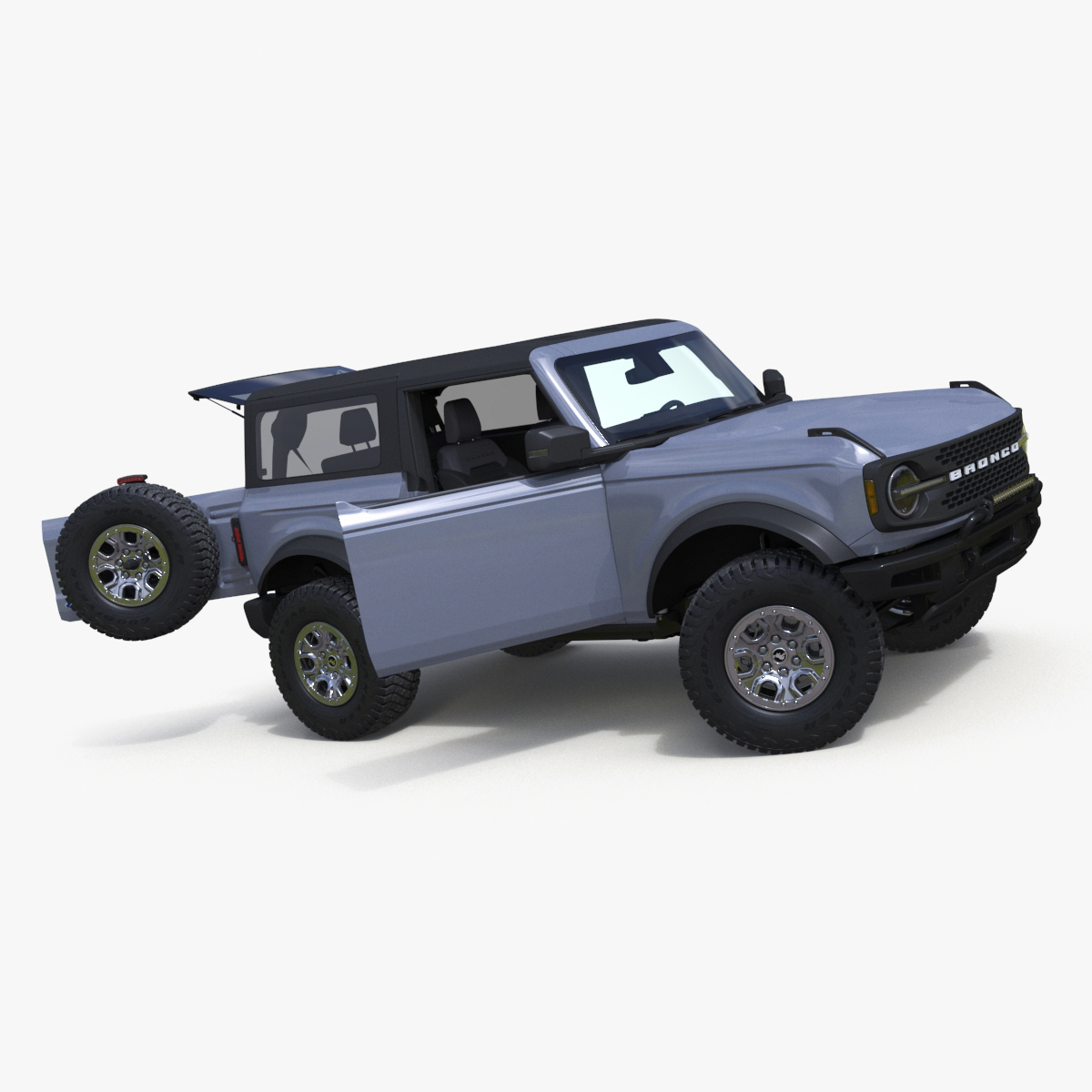 3D Ford Bronco Two Door Off Road SUV Carbonized Gray Rigged