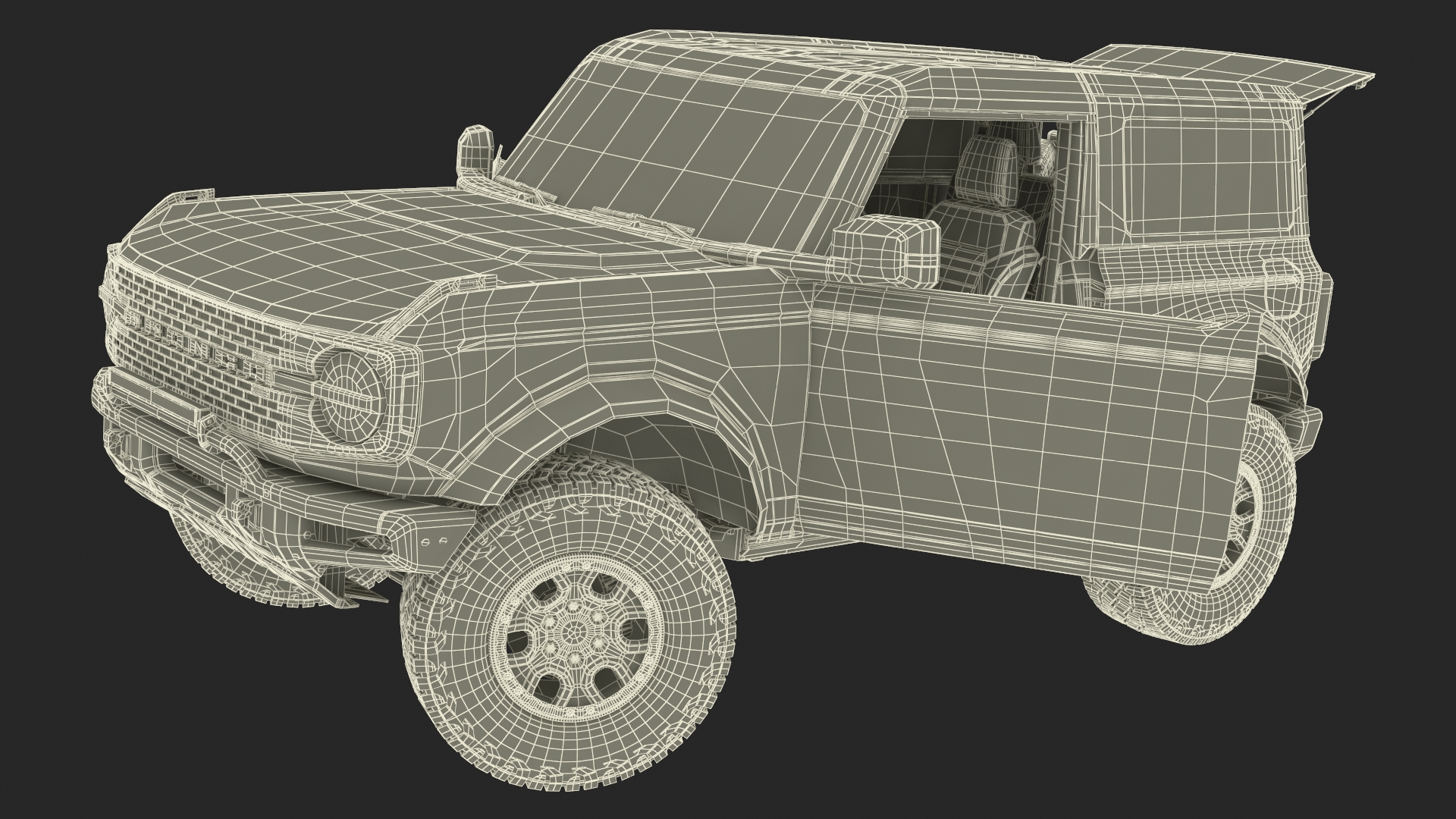 3D Ford Bronco Two Door Off Road SUV Carbonized Gray Rigged