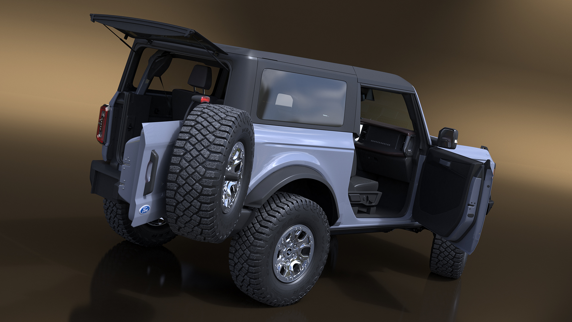 3D Ford Bronco Two Door Off Road SUV Carbonized Gray Rigged