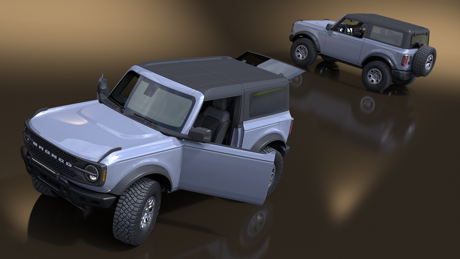 3D Ford Bronco Two Door Off Road SUV Carbonized Gray Rigged