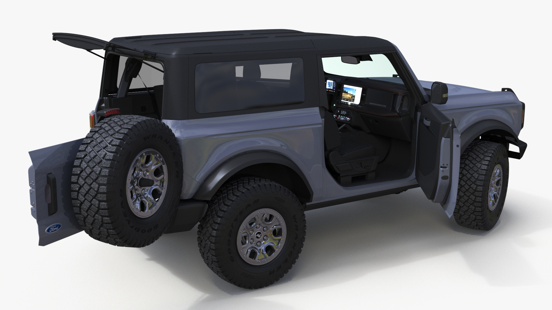 3D Ford Bronco Two Door Off Road SUV Carbonized Gray Rigged
