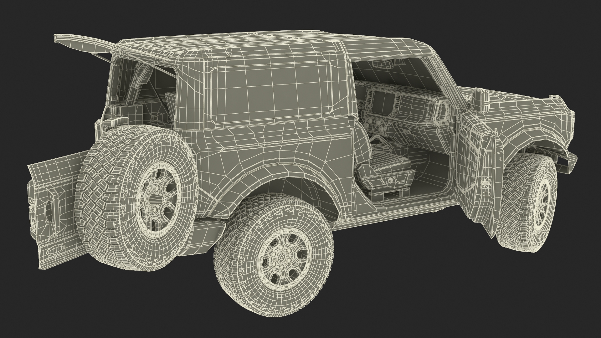 3D Ford Bronco Two Door Off Road SUV Carbonized Gray Rigged