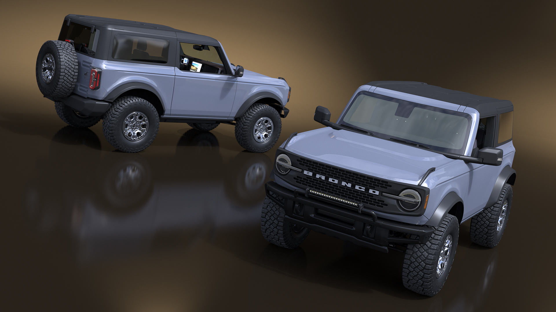 3D Ford Bronco Two Door Off Road SUV Carbonized Gray Rigged
