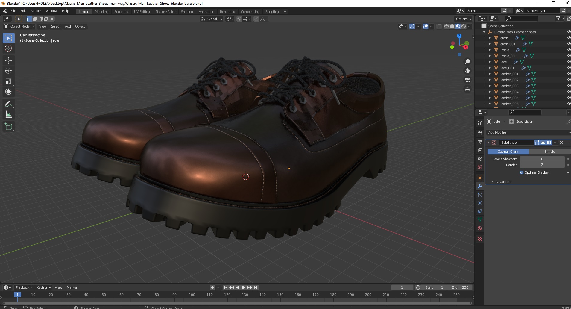 3D model Classic Men Leather Shoes