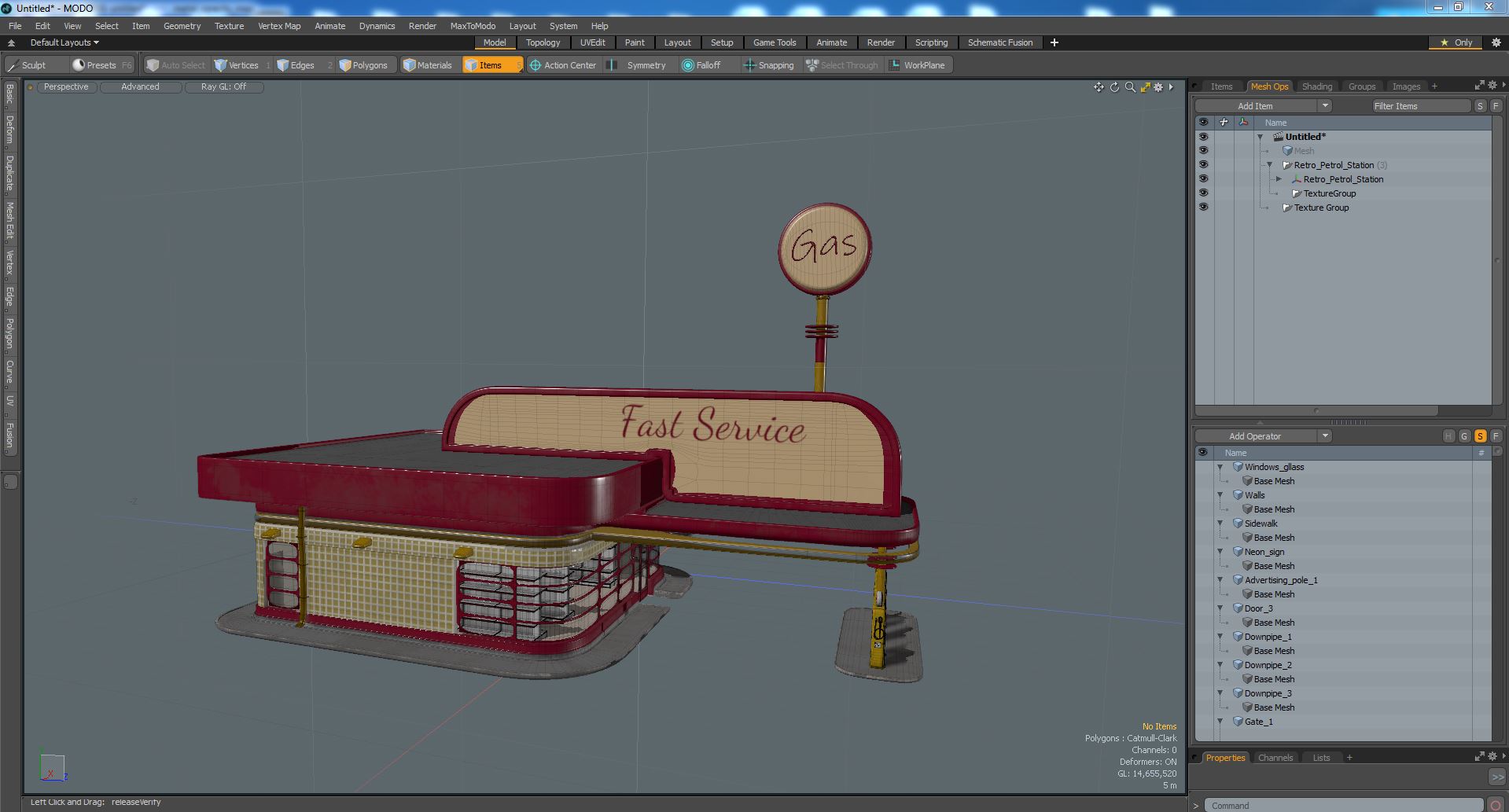 3D model Retro Petrol Station