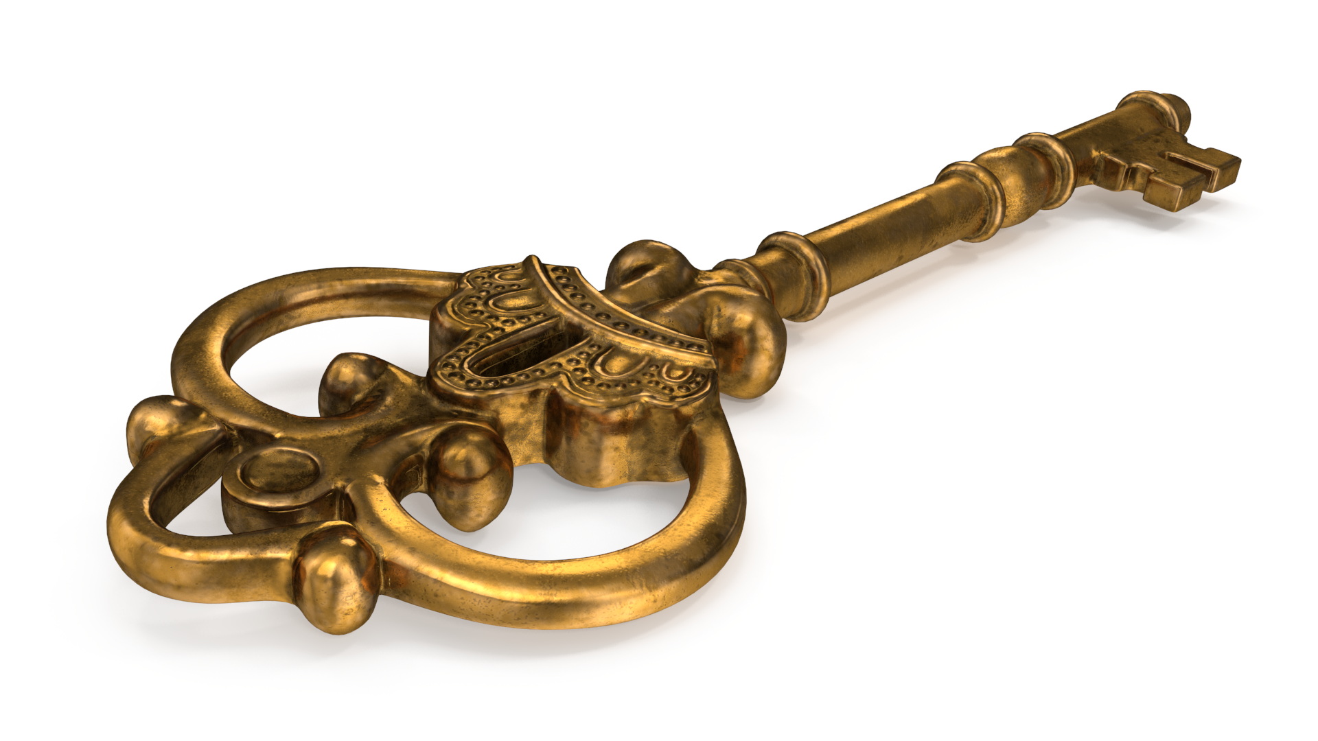 3D Decorative Skeleton Key Gold model