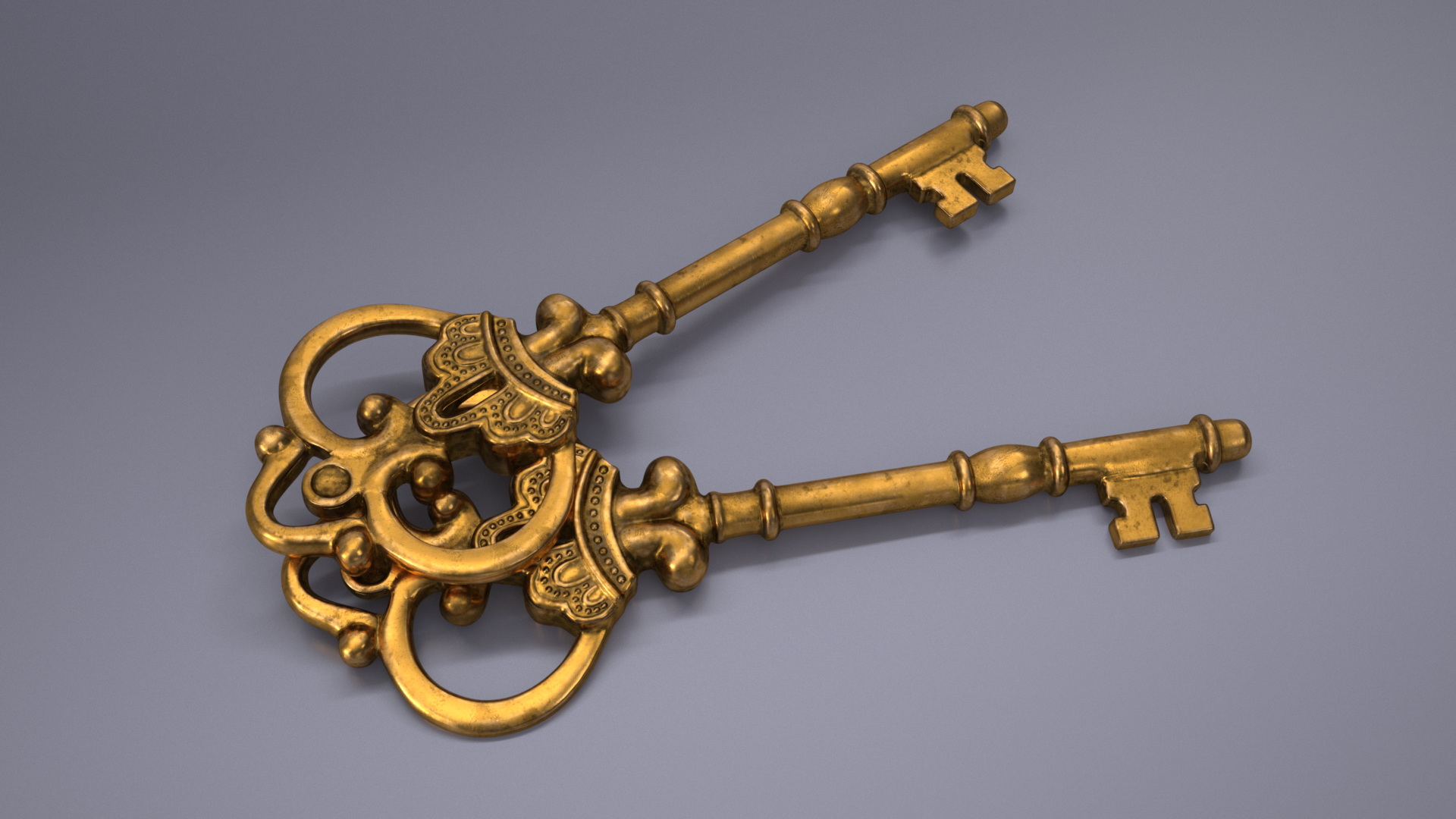 3D Decorative Skeleton Key Gold model
