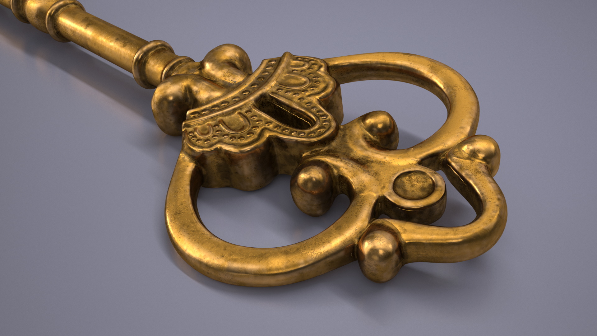 3D Decorative Skeleton Key Gold model
