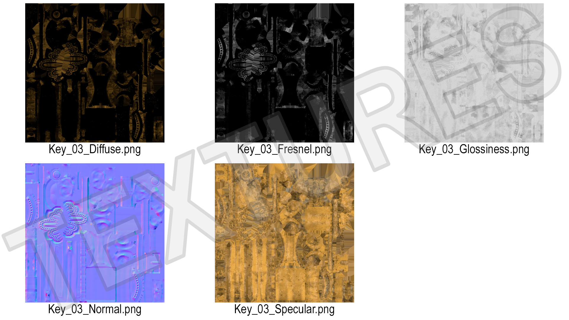 3D Decorative Skeleton Key Gold model
