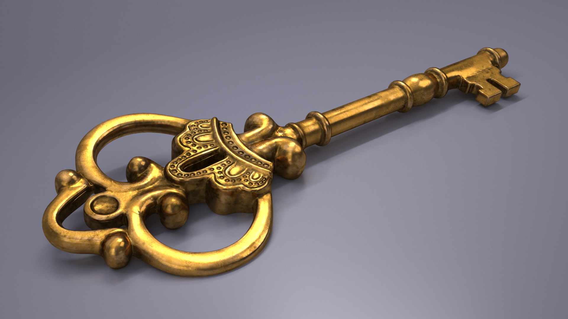 3D Decorative Skeleton Key Gold model
