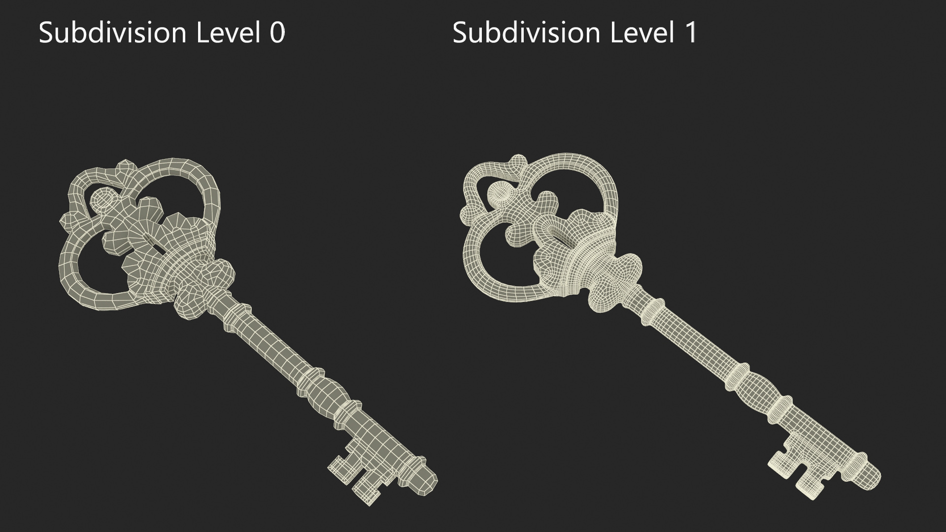 3D Decorative Skeleton Key Gold model