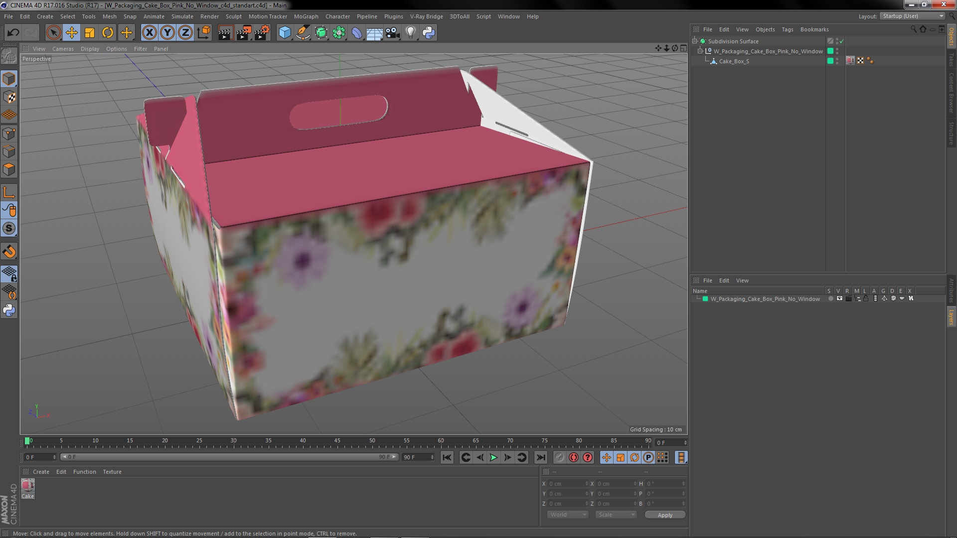 3D model W Packaging Cake Box Pink No Window