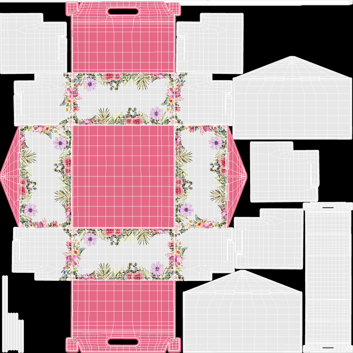3D model W Packaging Cake Box Pink No Window