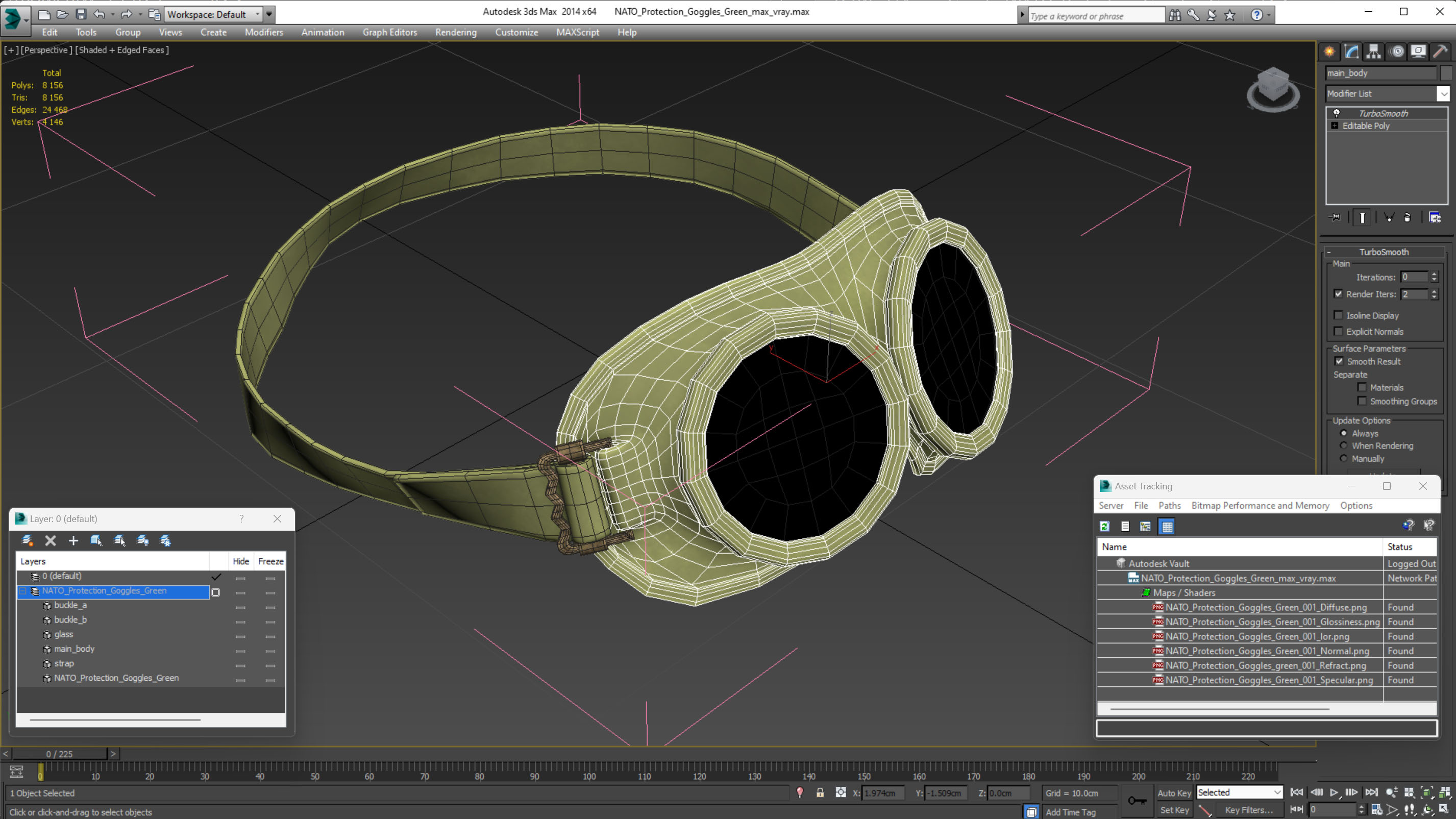 NATO Protection Goggles Green 3D model