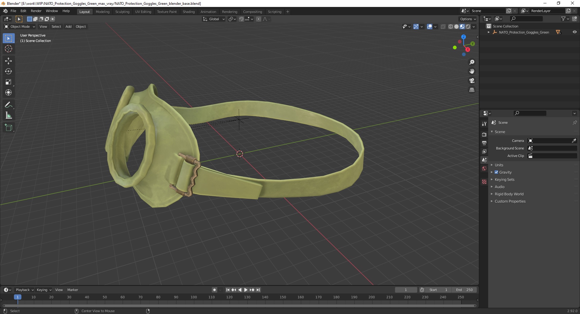 NATO Protection Goggles Green 3D model